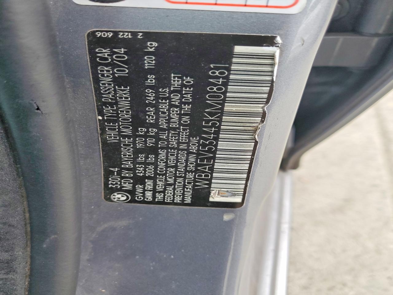 2005 Bmw 330 I Silver vin: WBAEV53445KM08481