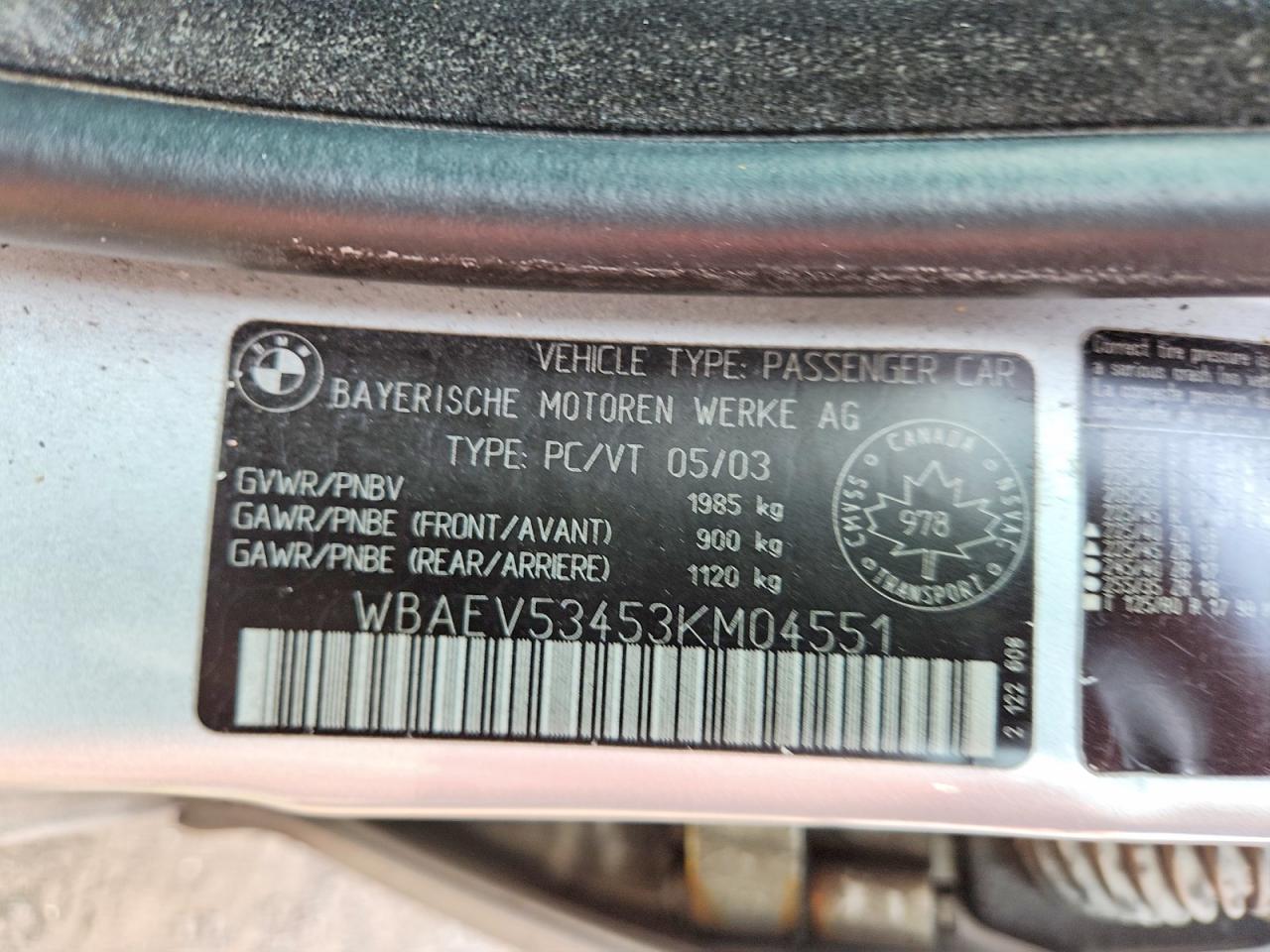 2003 Bmw 330 I Silver vin: WBAEV53453KM04551