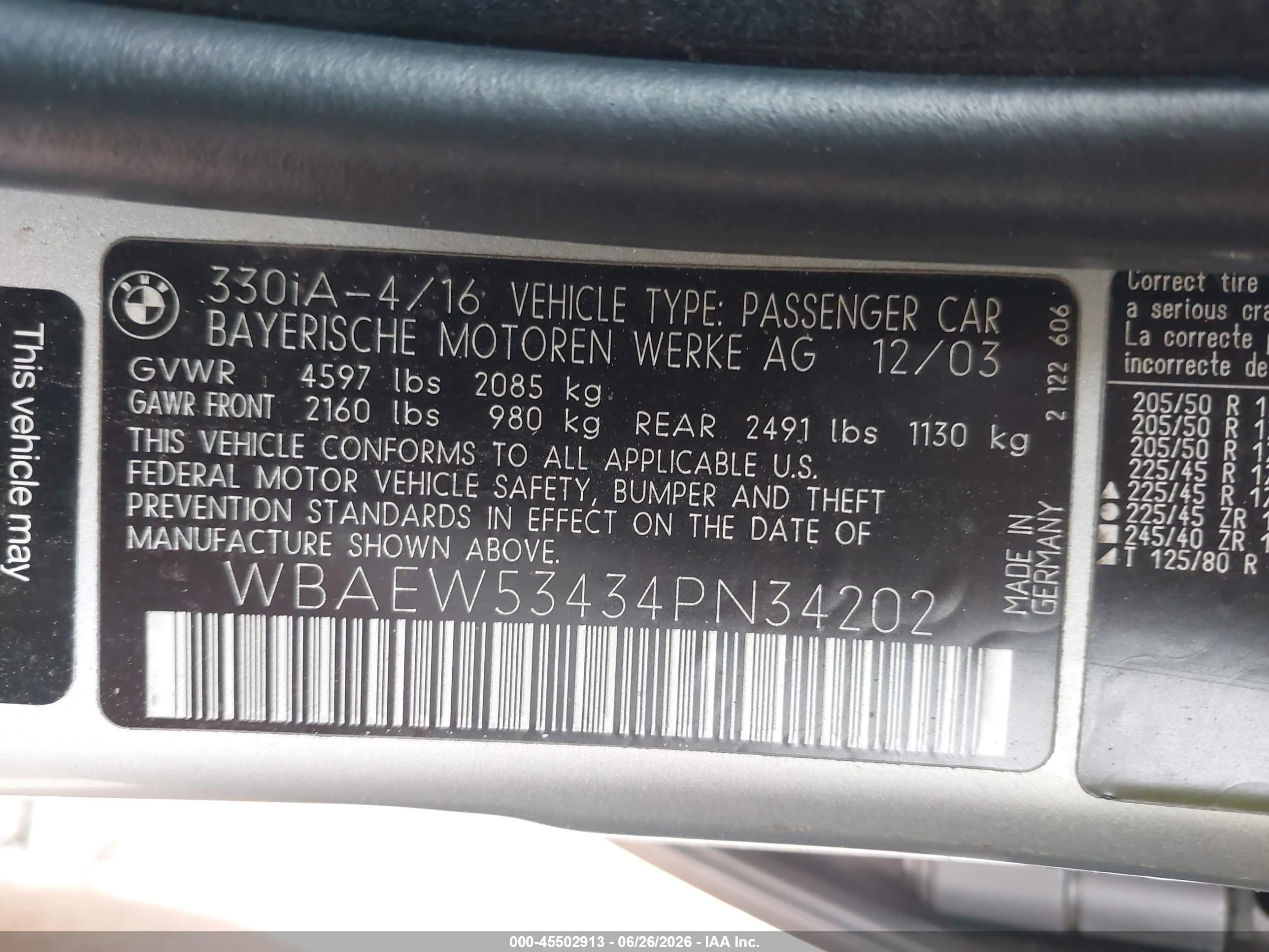 2004 Bmw 330xi Silver vin: WBAEW53434PN34202