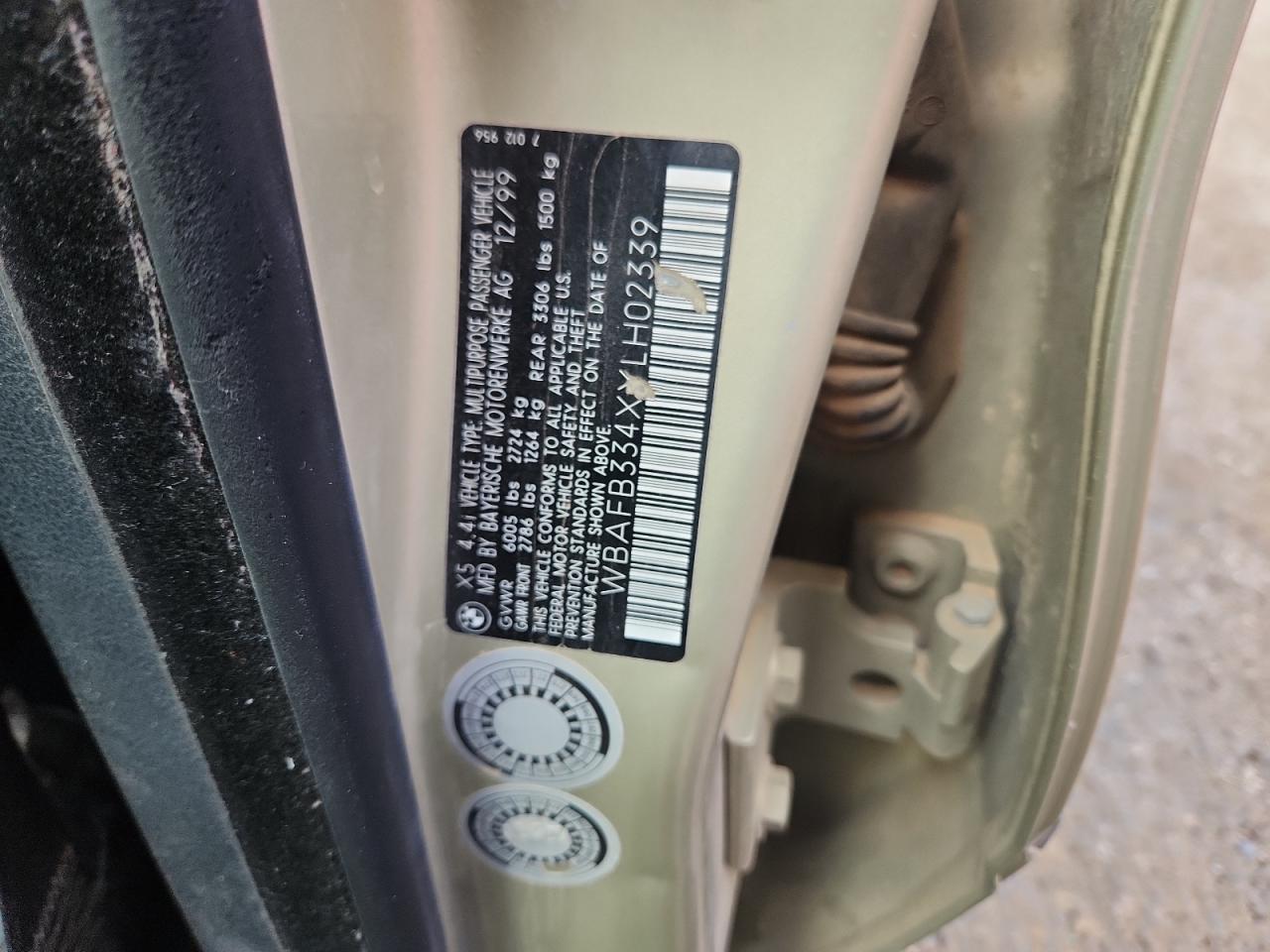 2000 Bmw X5 4.4i Кремовый vin: WBAFB334XYLH02339