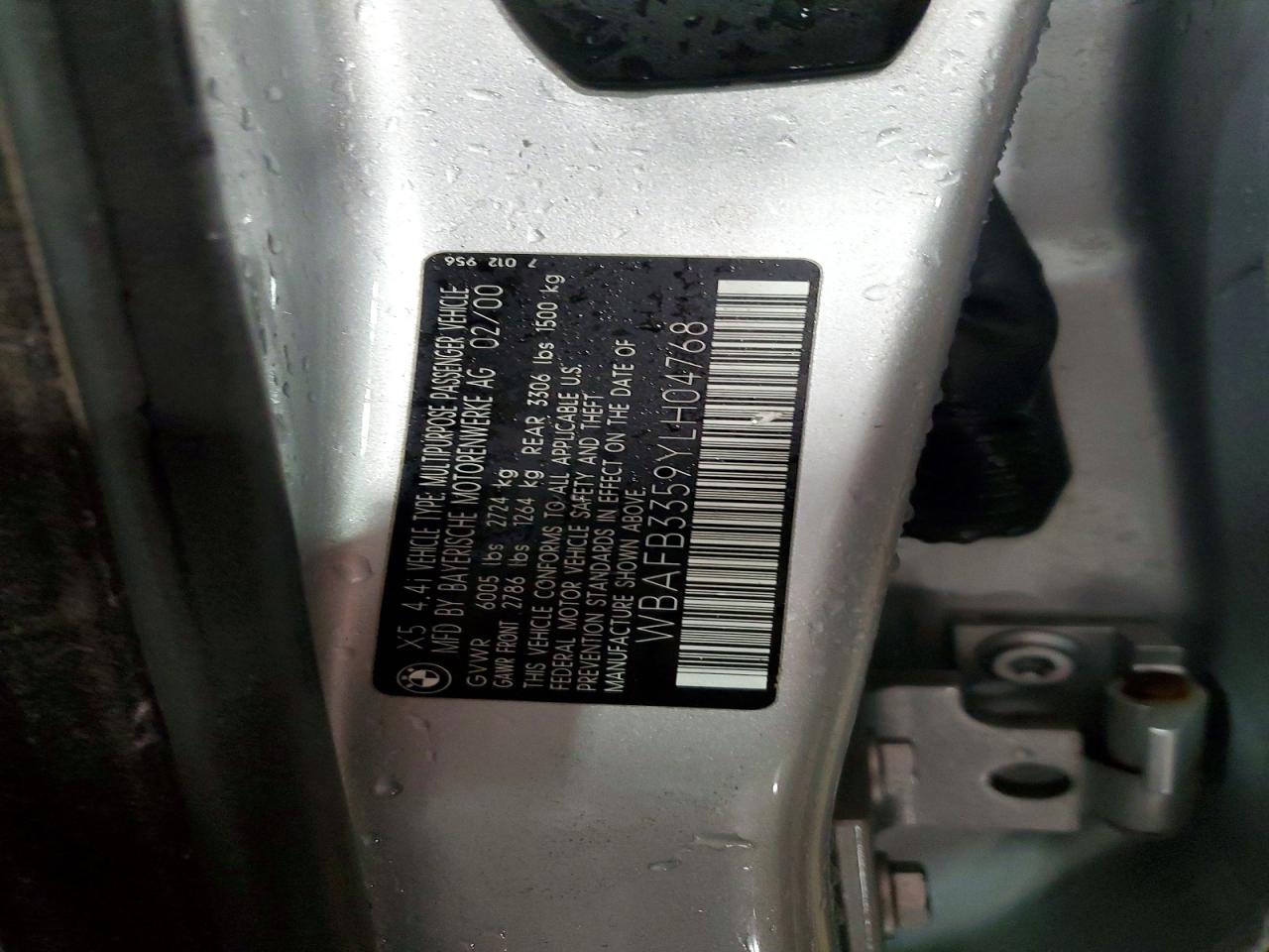 2000 Bmw X5 4.4i Silver vin: WBAFB3359YLH04768