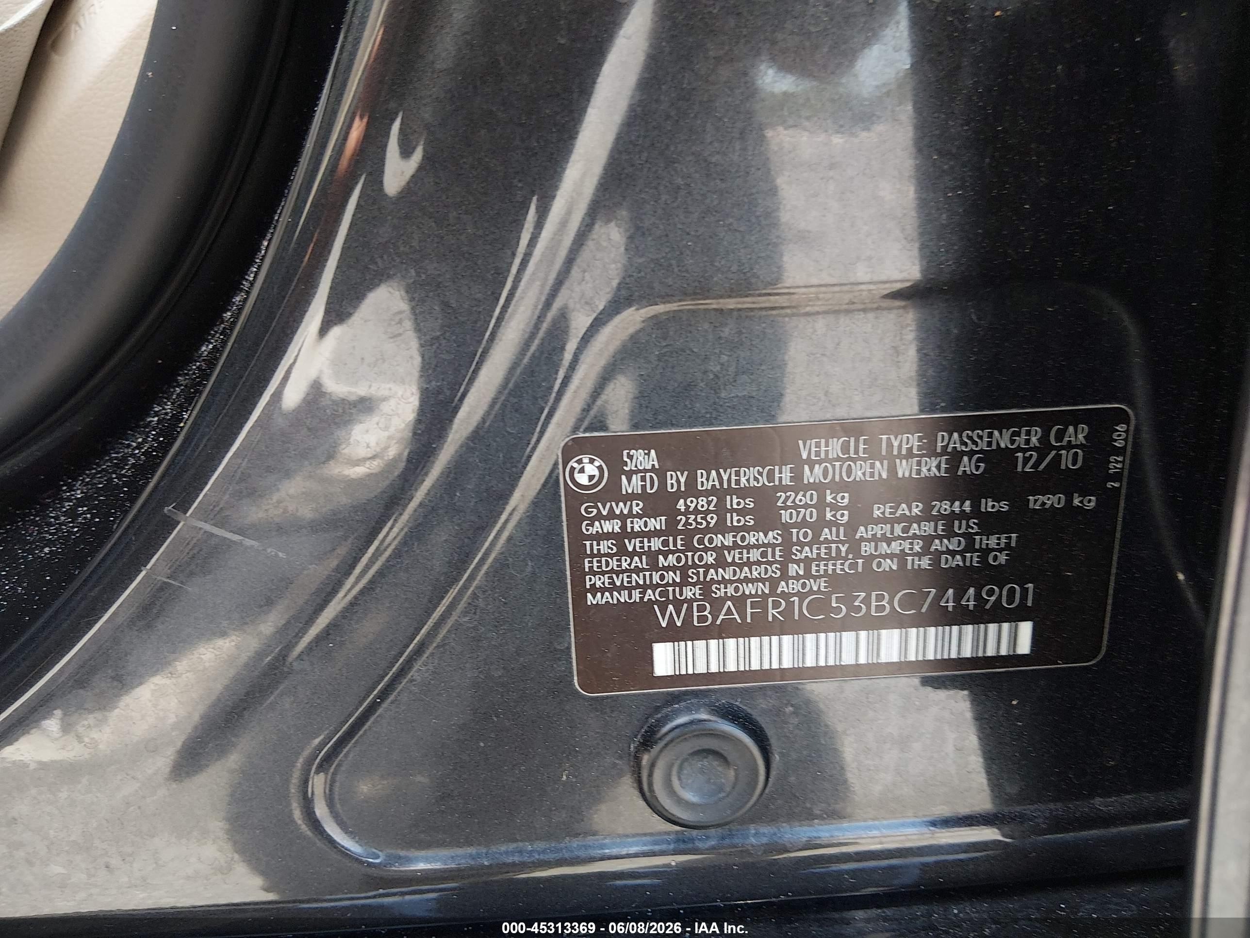 2011 Bmw 528i   Gray vin: WBAFR1C53BC744901