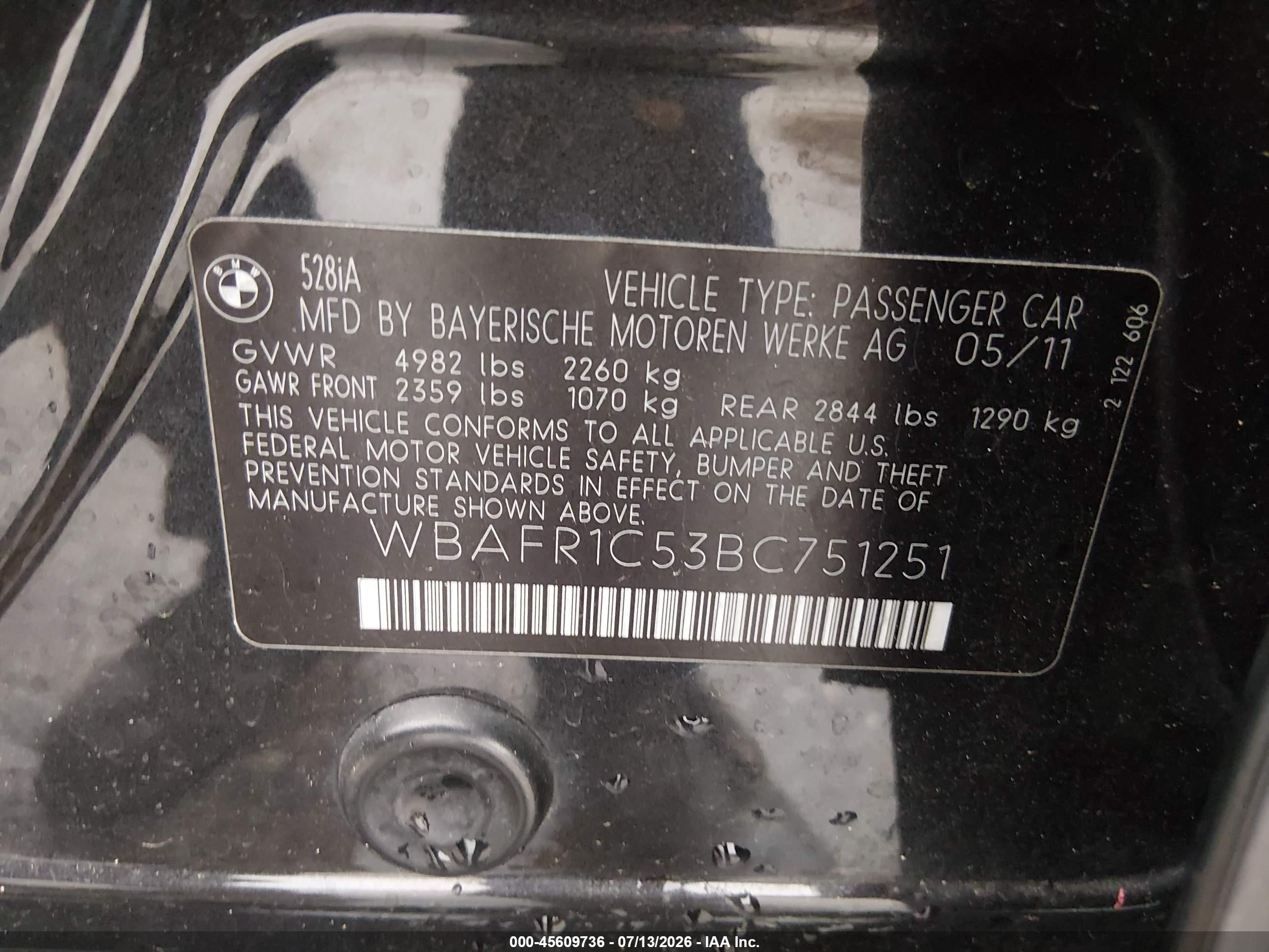 2011 Bmw 528i   Gray vin: WBAFR1C53BC751251
