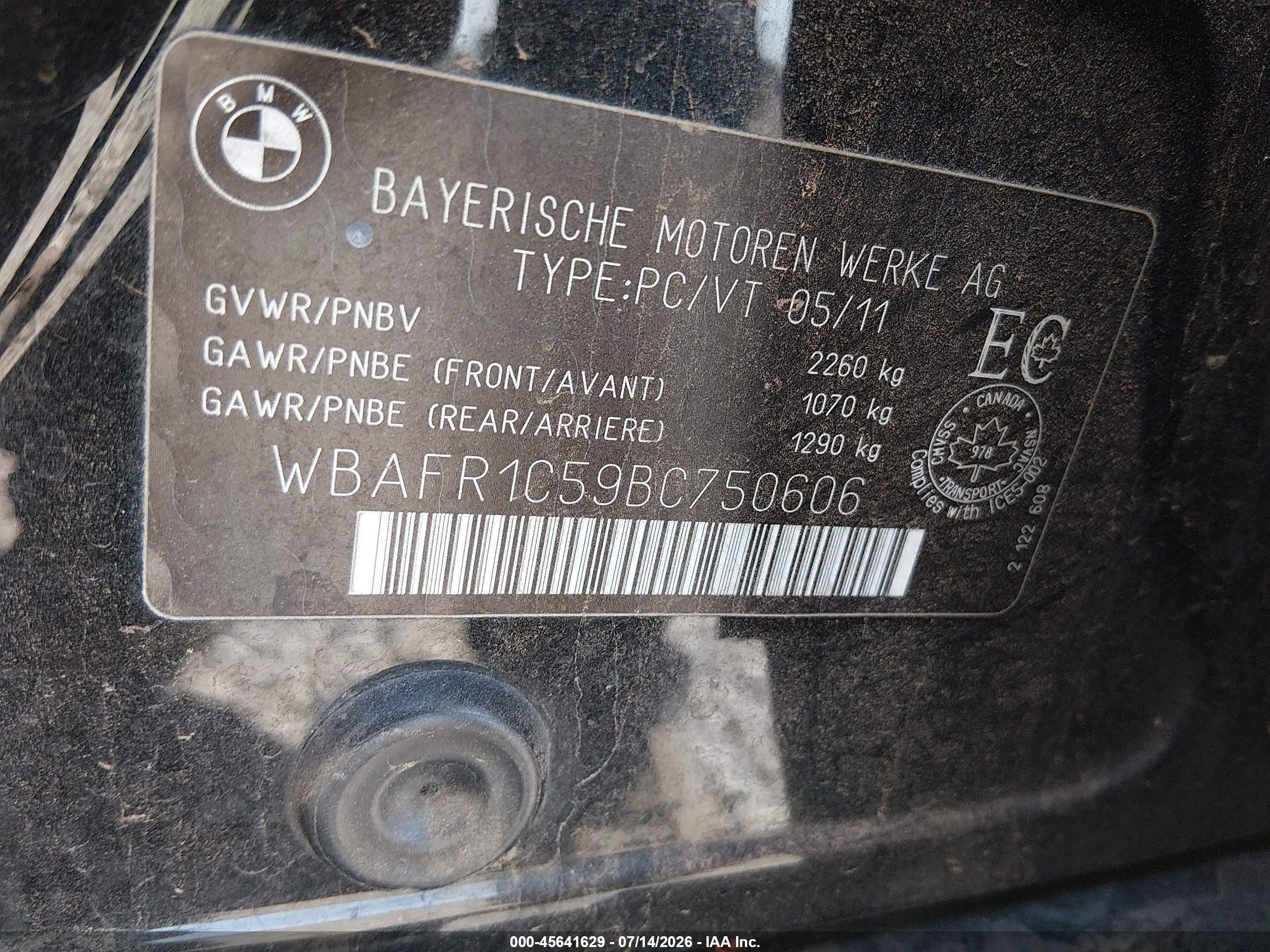 2011 Bmw 528i   Черный vin: WBAFR1C59BC750606