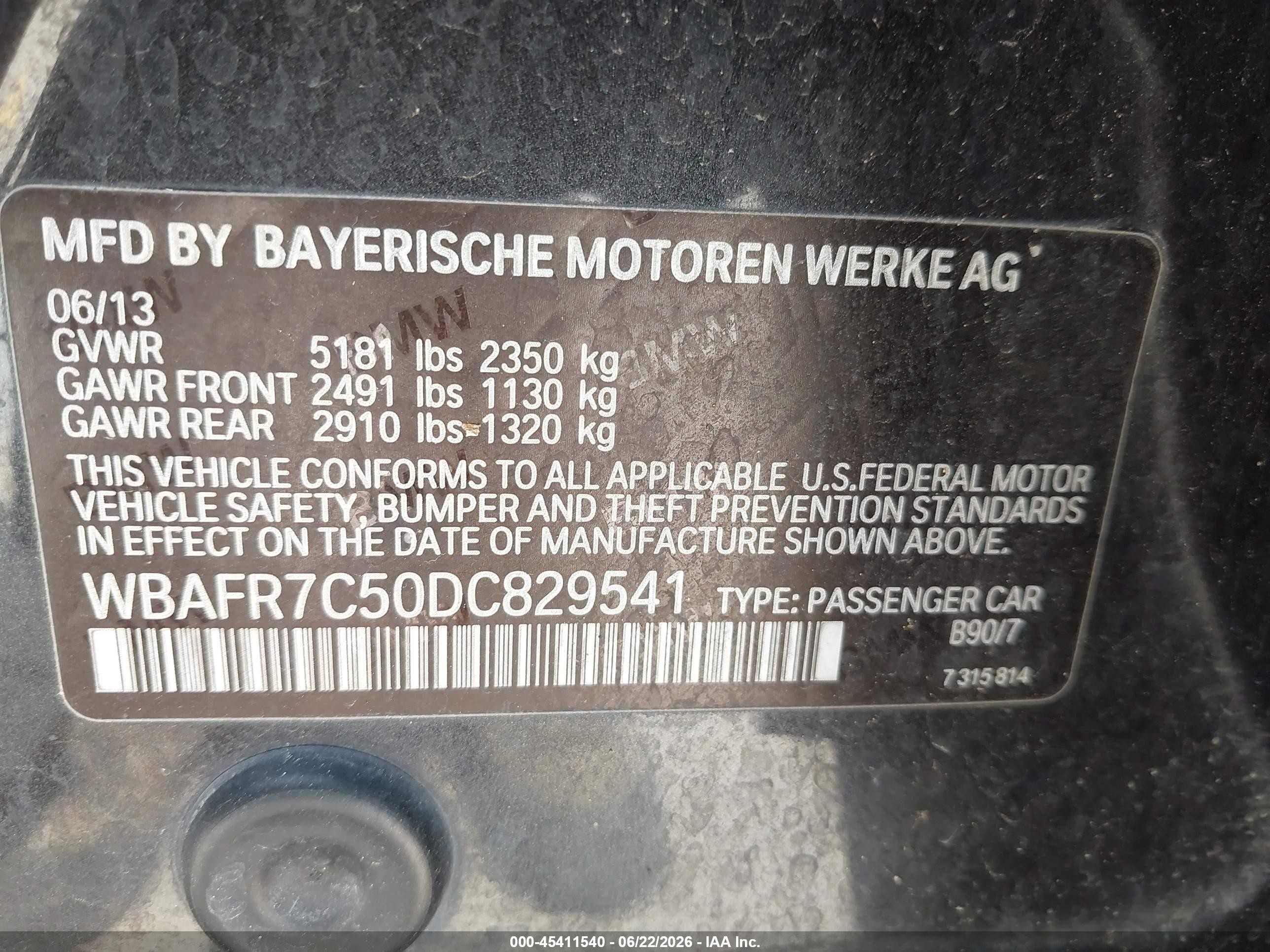 2013 Bmw 535i   Black vin: WBAFR7C50DC829541