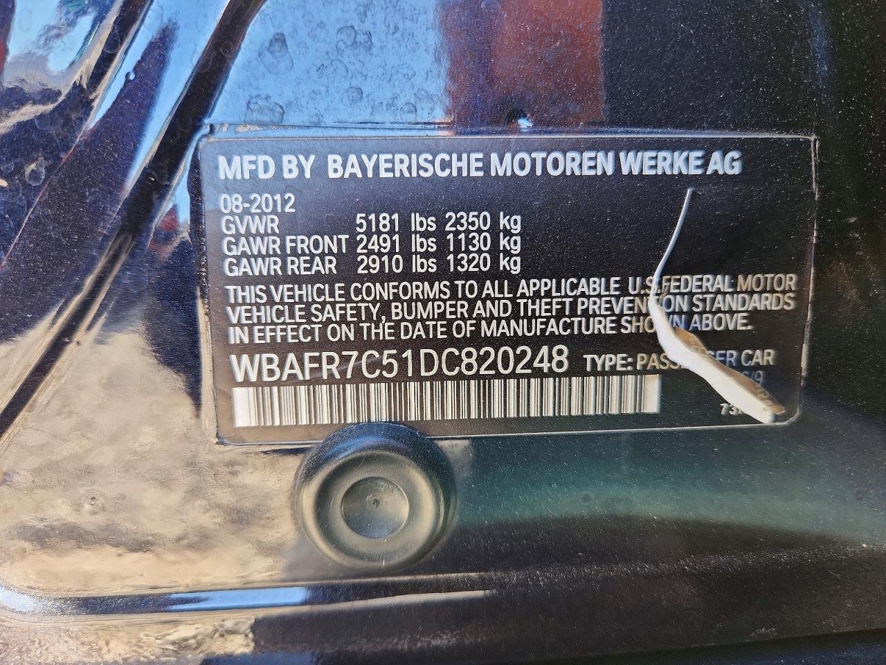 2013 Bmw 535 I Blue vin: WBAFR7C51DC820248