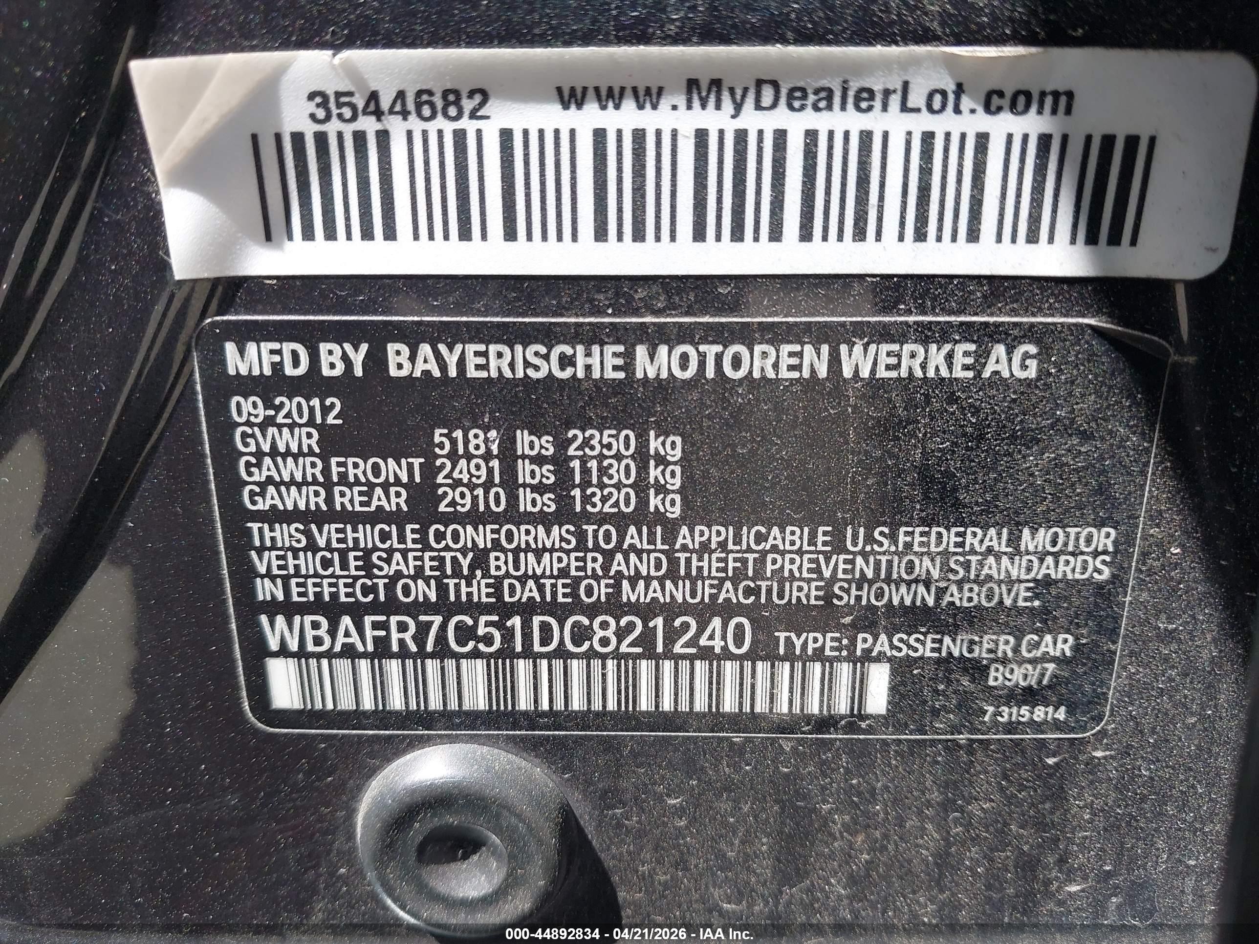 2013 Bmw 535i   Gray vin: WBAFR7C51DC821240