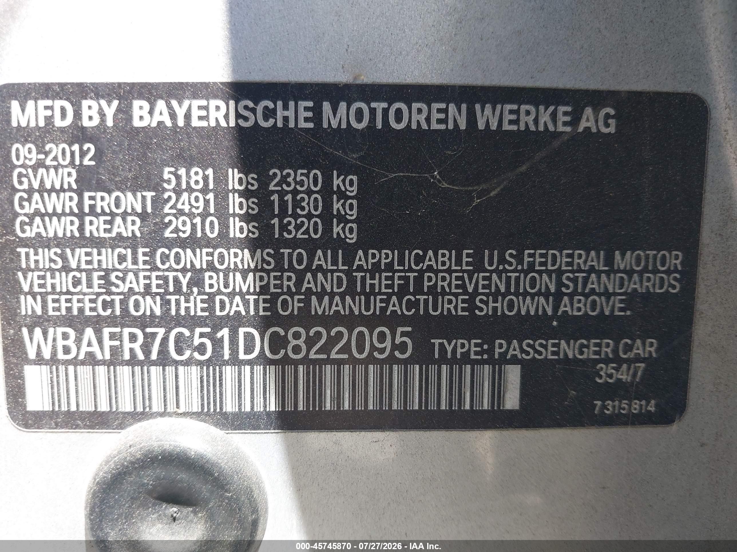 2013 Bmw 535i   Silver vin: WBAFR7C51DC822095