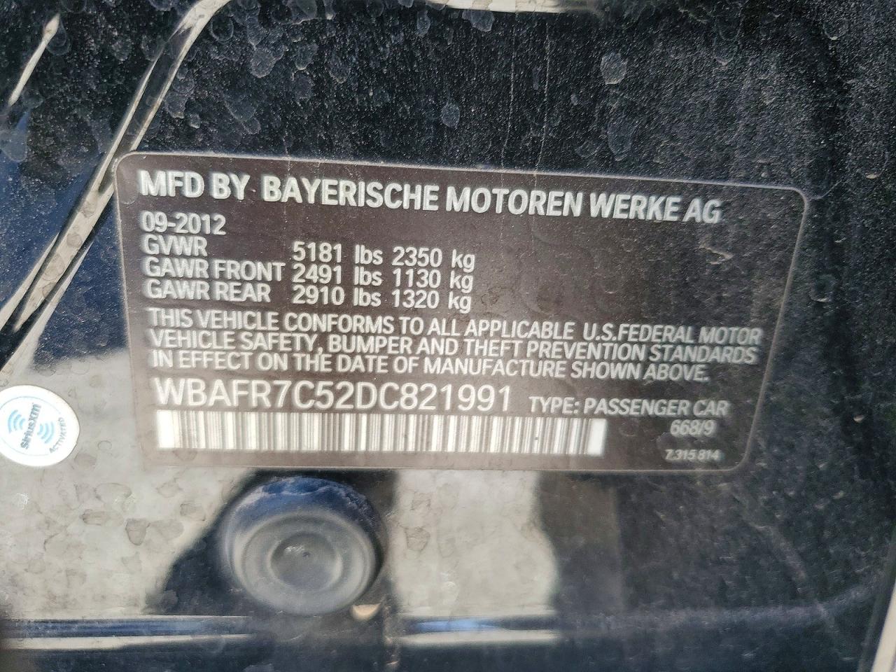 2013 Bmw 535 I Black vin: WBAFR7C52DC821991