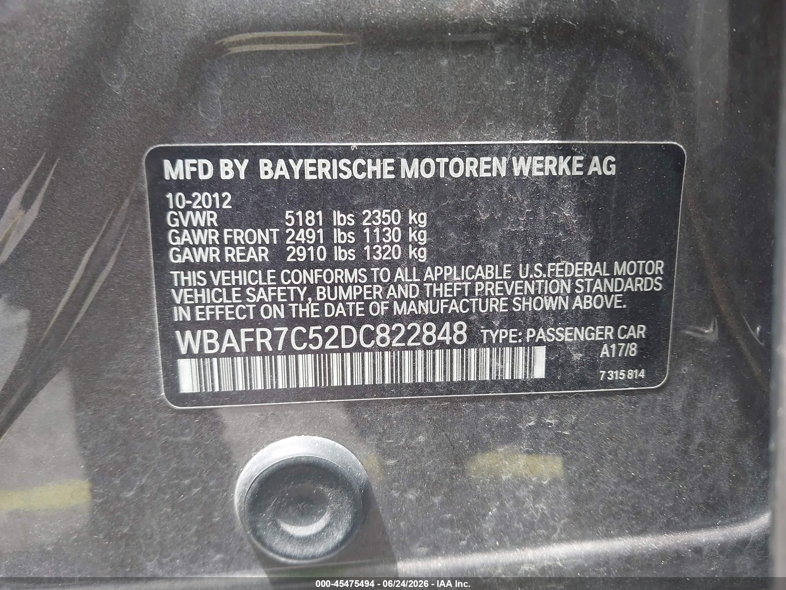 2013 Bmw 535i   Brown vin: WBAFR7C52DC822848