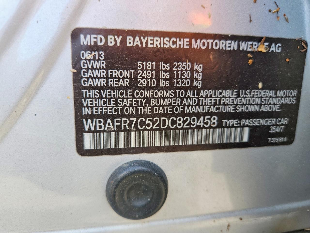 2013 Bmw 535 I Gray vin: WBAFR7C52DC829458