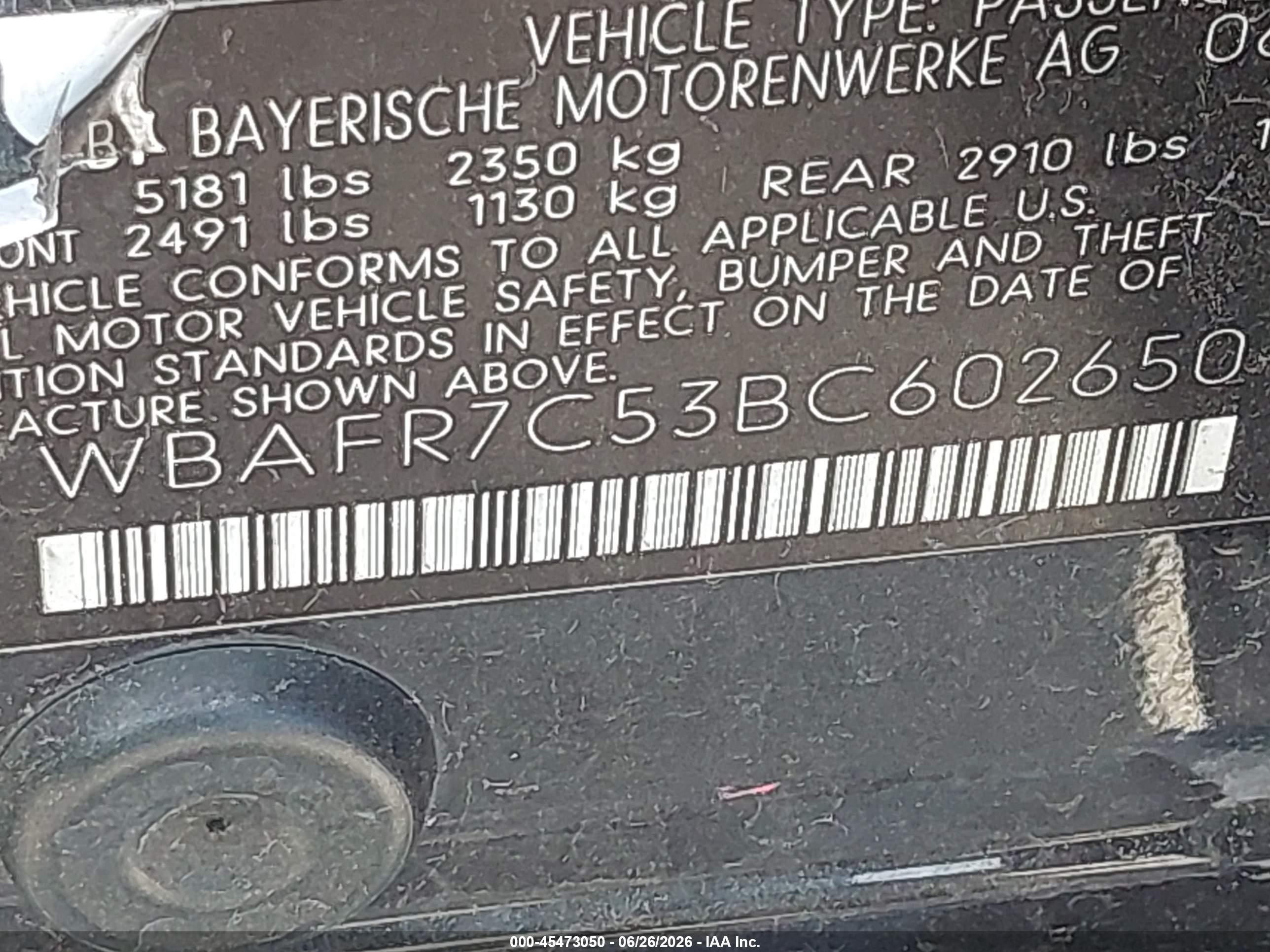 2011 Bmw 535i   Black vin: WBAFR7C53BC602650
