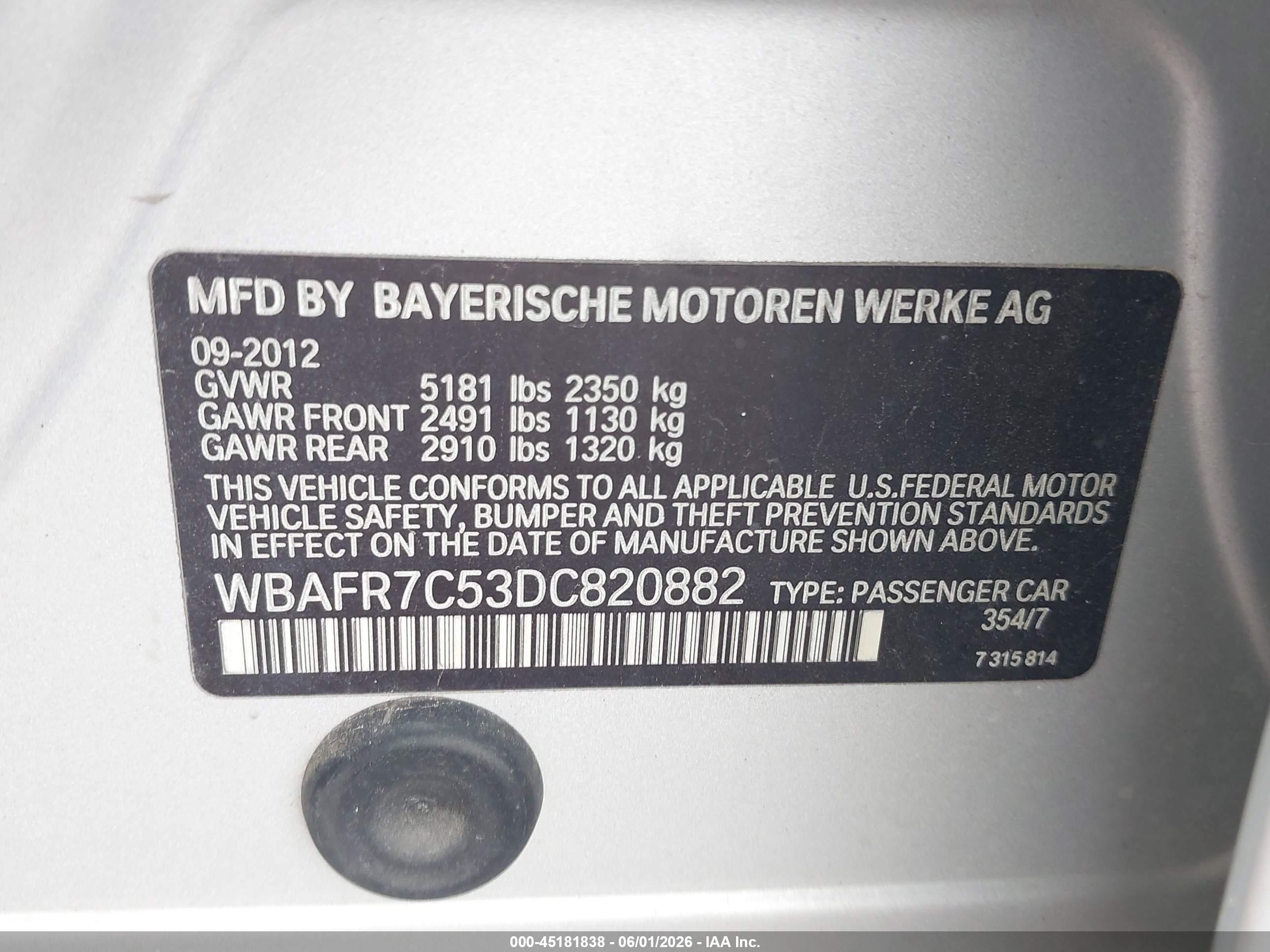 2013 Bmw 535i   Silver vin: WBAFR7C53DC820882