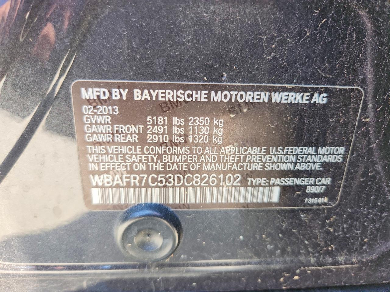 2013 Bmw 535 I Charcoal vin: WBAFR7C53DC826102