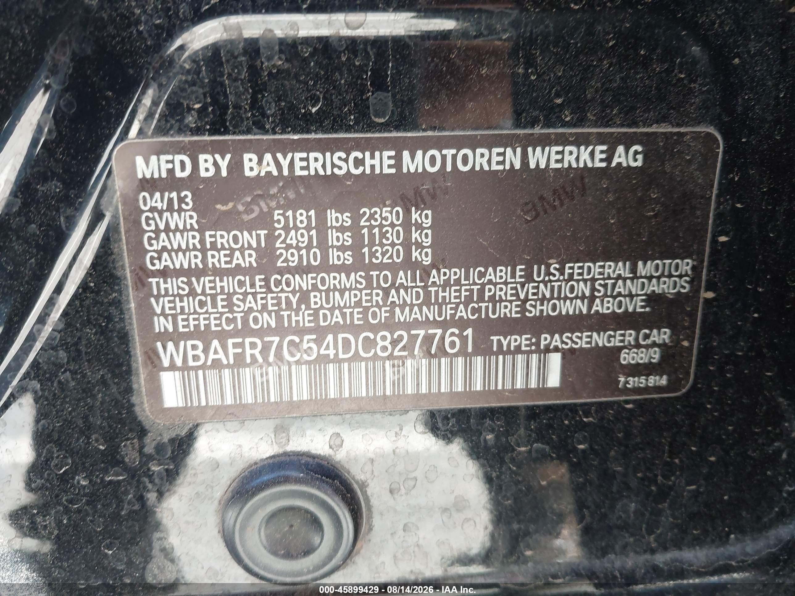 2013 Bmw 535i   Black vin: WBAFR7C54DC827761