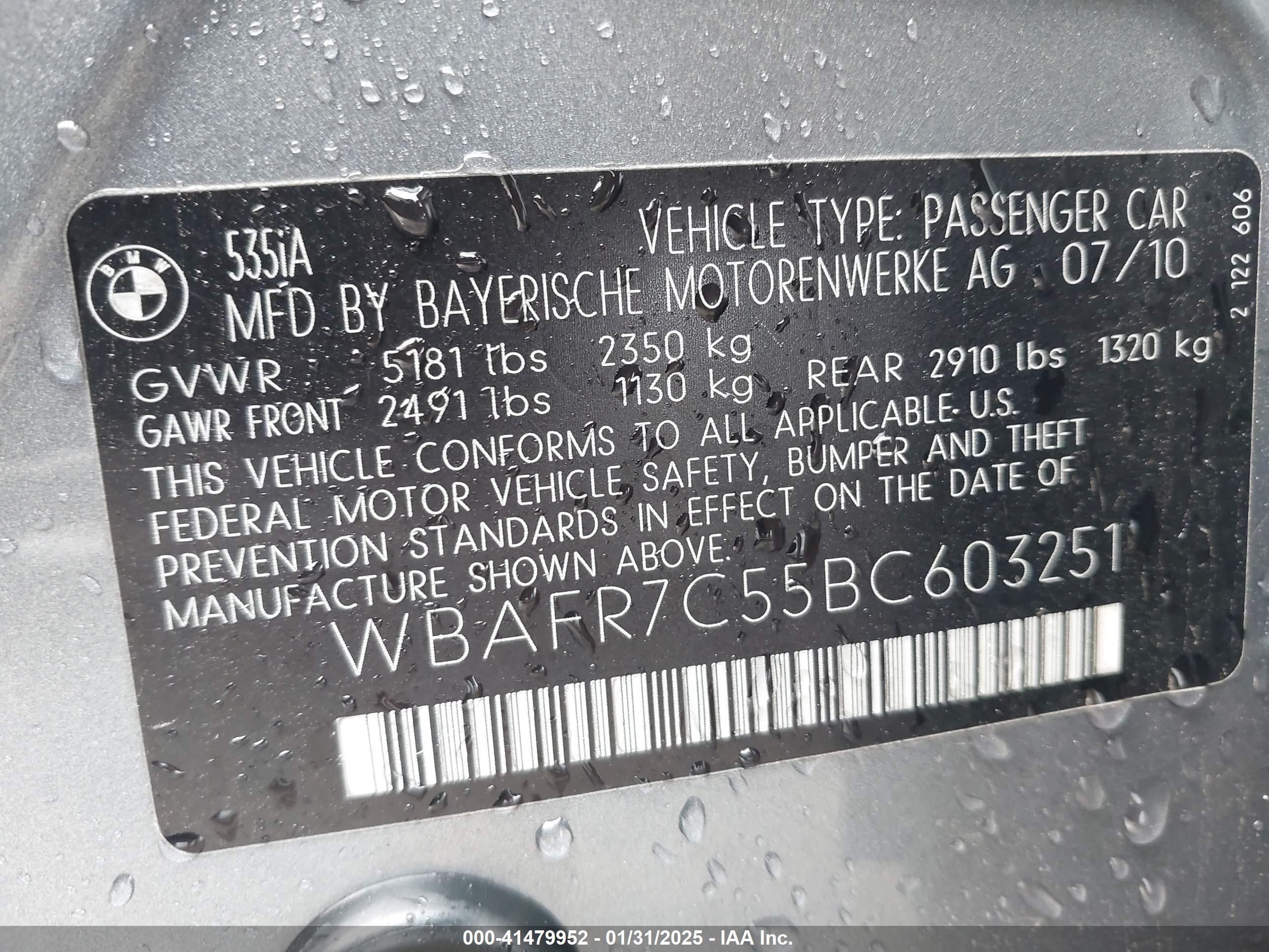 2011 Bmw 535i   Silver vin: WBAFR7C55BC603251