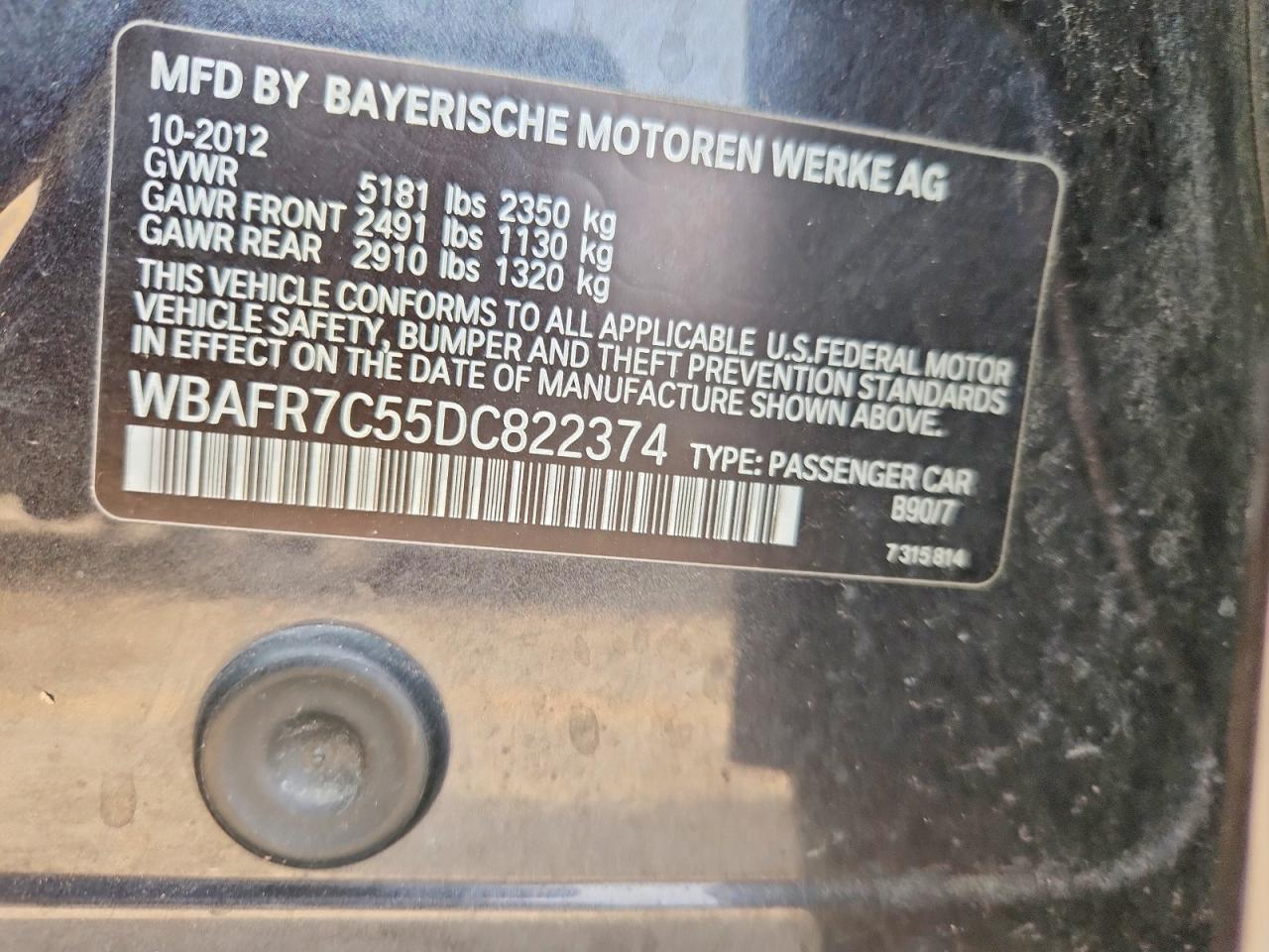 2013 Bmw 535 I Gray vin: WBAFR7C55DC822374