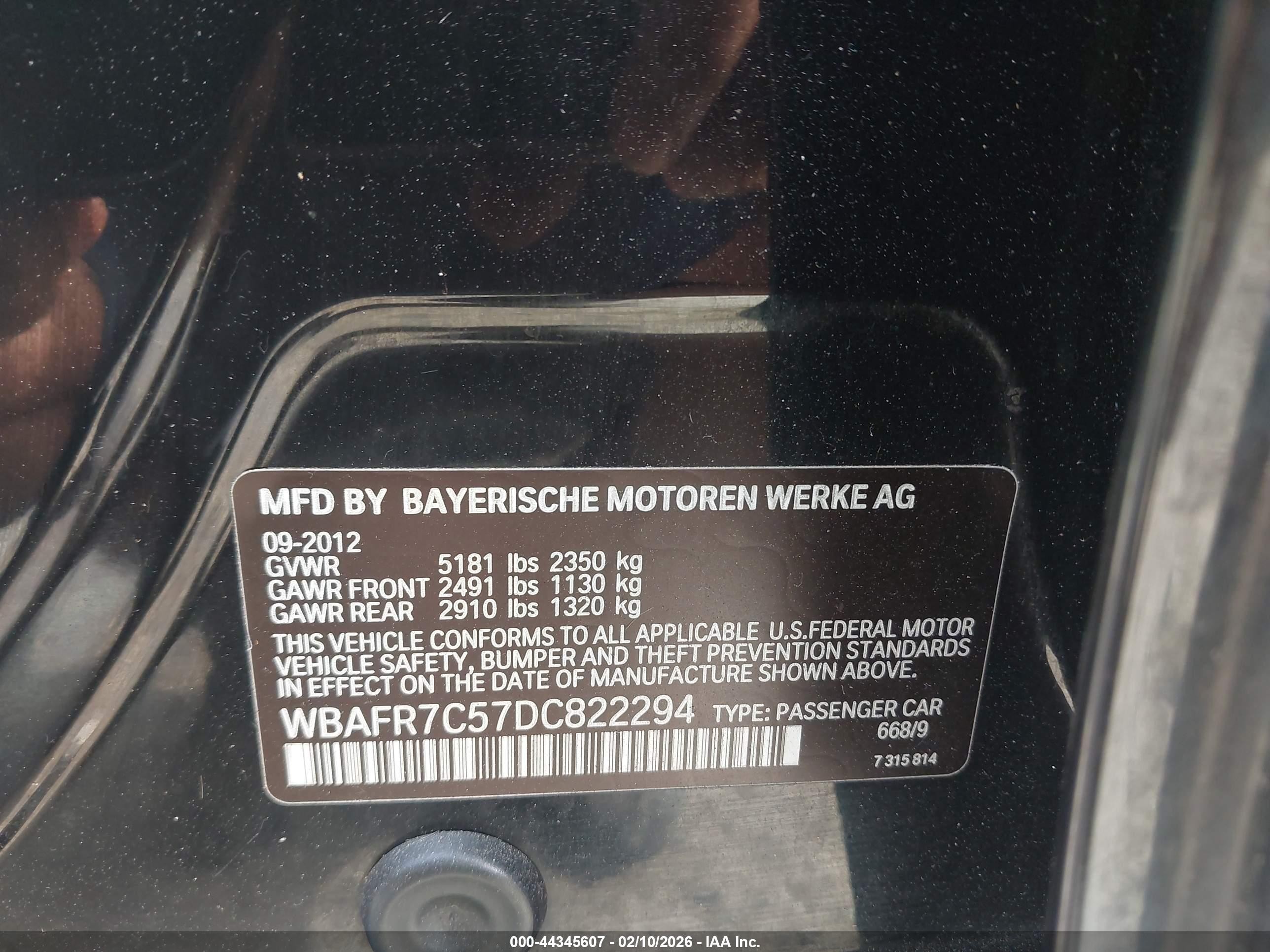 2013 Bmw 535i   Black vin: WBAFR7C57DC822294