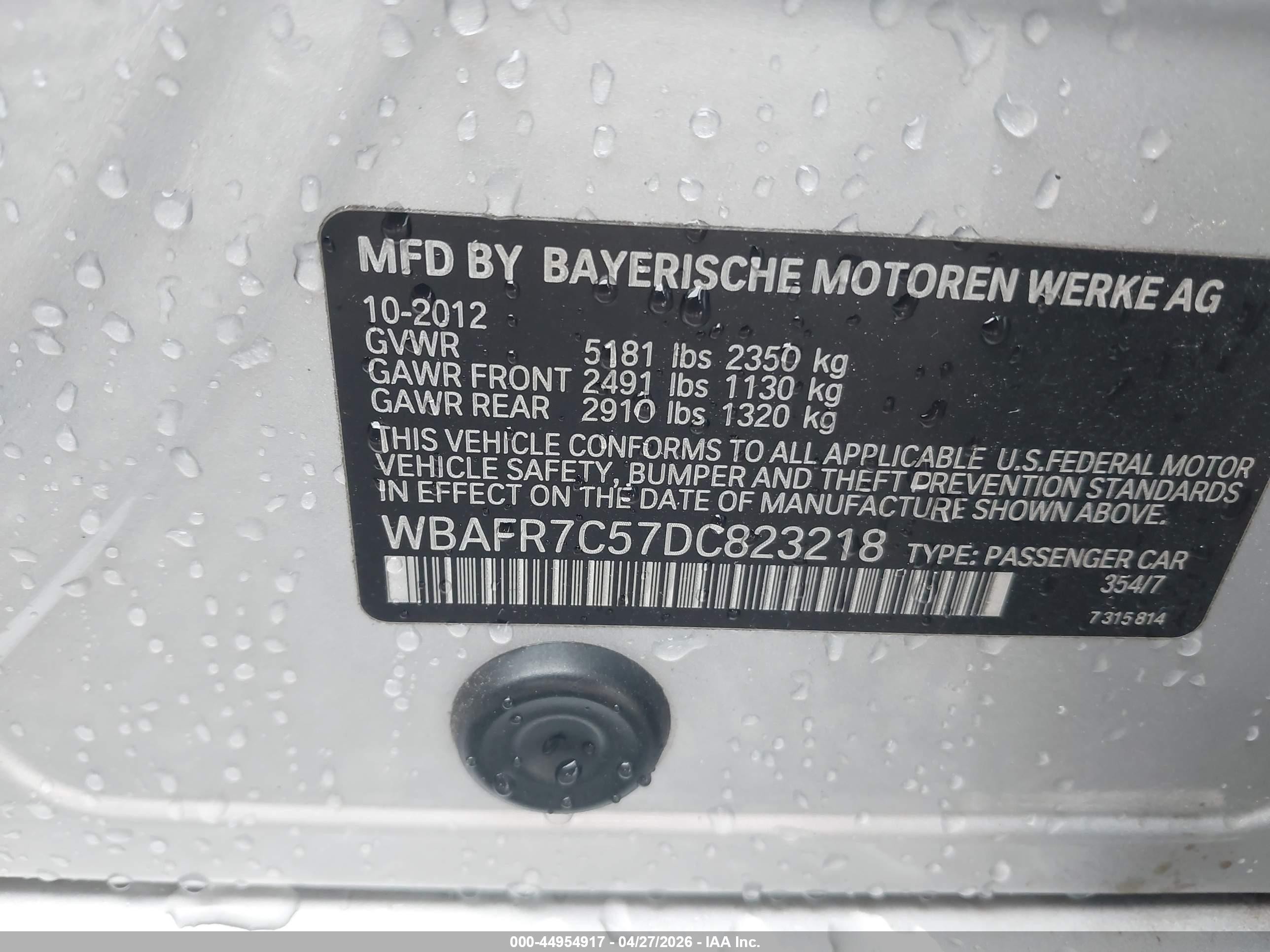 2013 Bmw 535i Silver vin: WBAFR7C57DC823218
