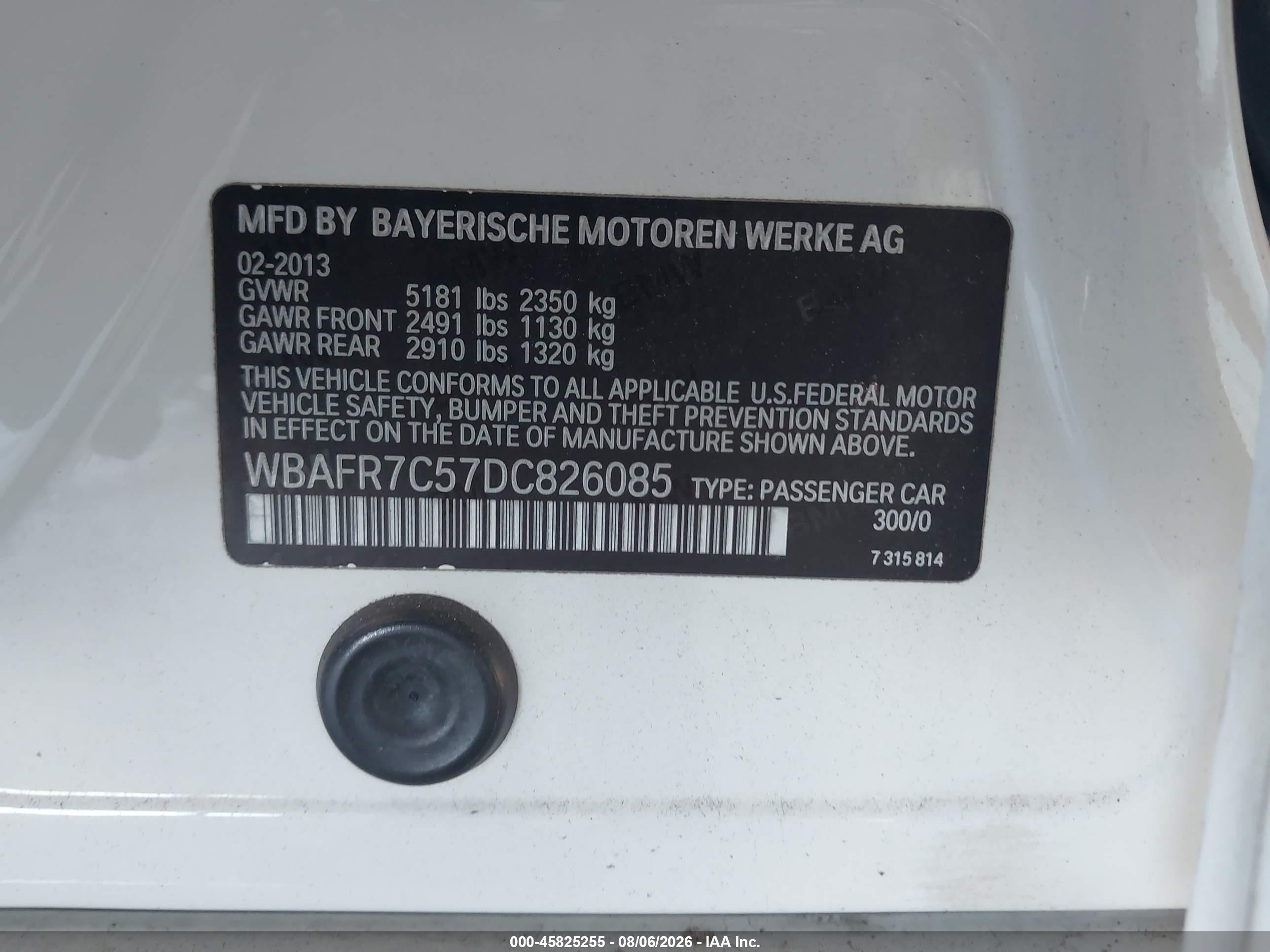 2013 Bmw 535i   White vin: WBAFR7C57DC826085