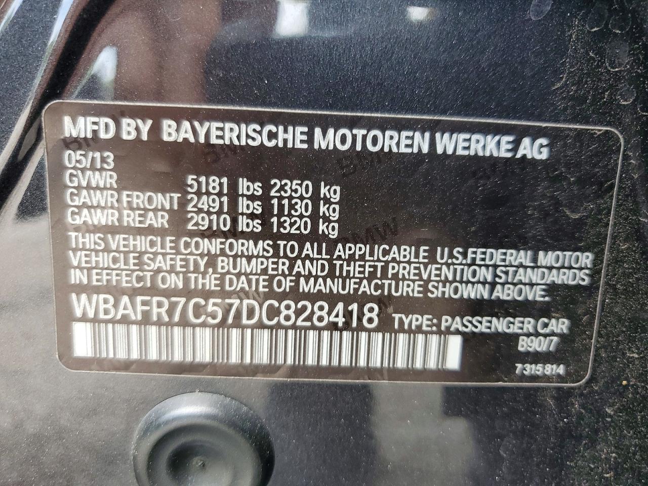 2013 Bmw 535 I Gray vin: WBAFR7C57DC828418