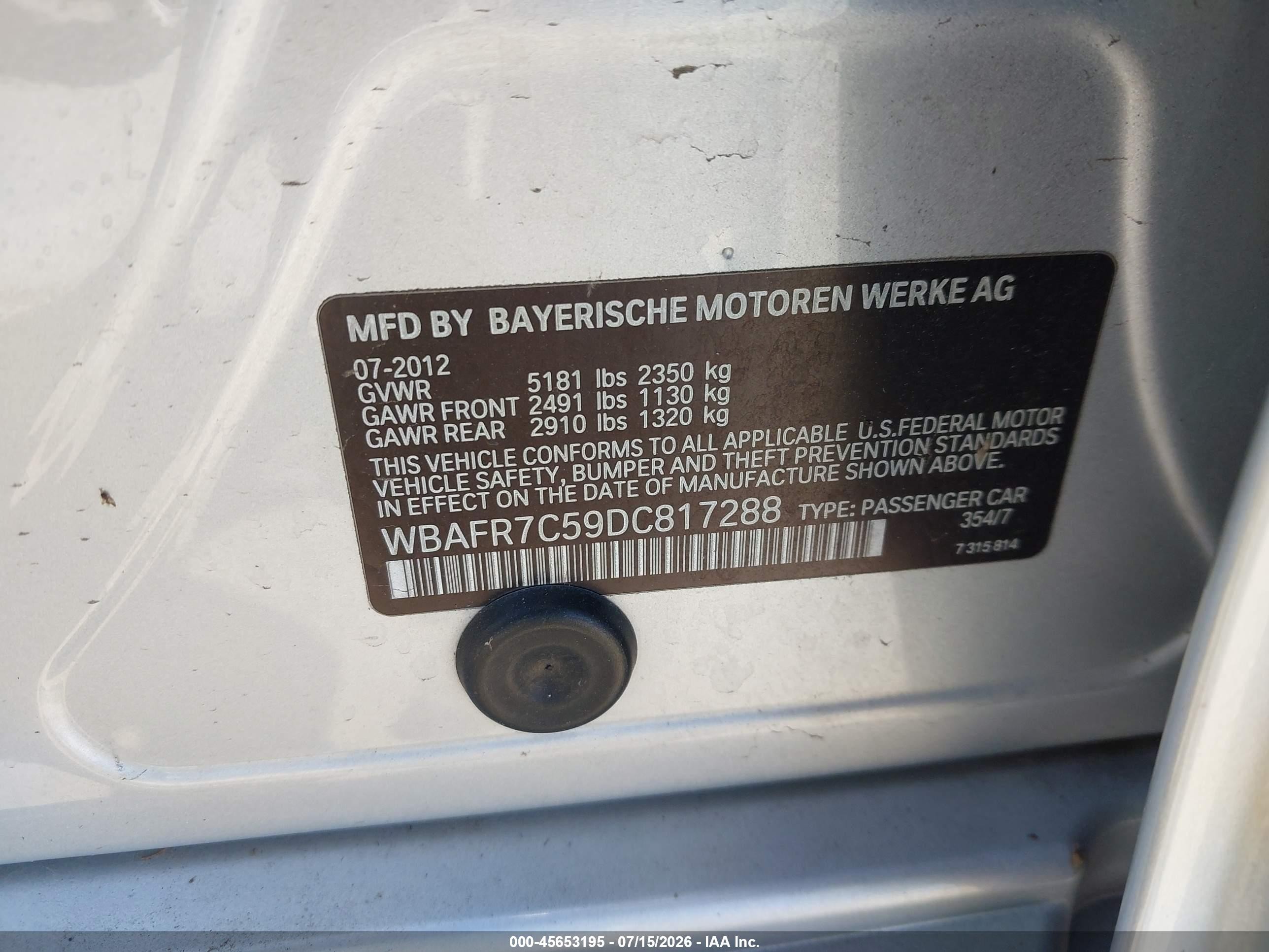2013 Bmw 535i   Silver vin: WBAFR7C59DC817288