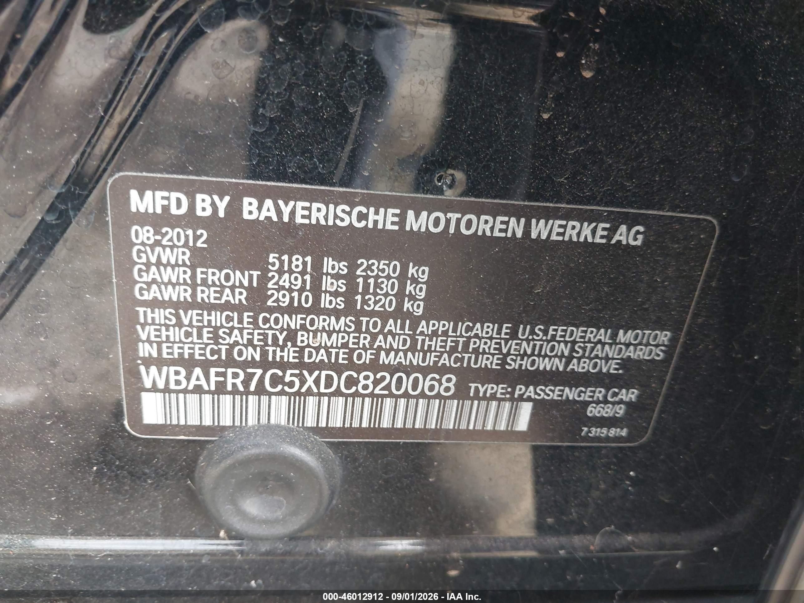 2013 Bmw 535i   Black vin: WBAFR7C5XDC820068