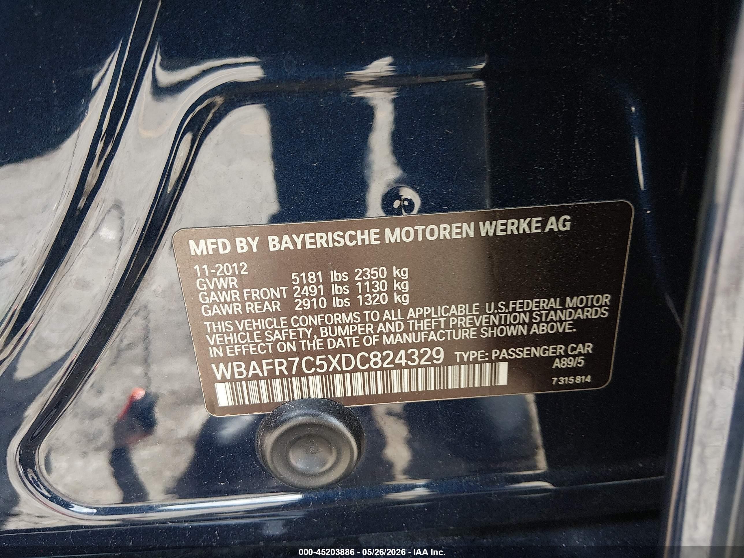 2013 Bmw 535i   Blue vin: WBAFR7C5XDC824329
