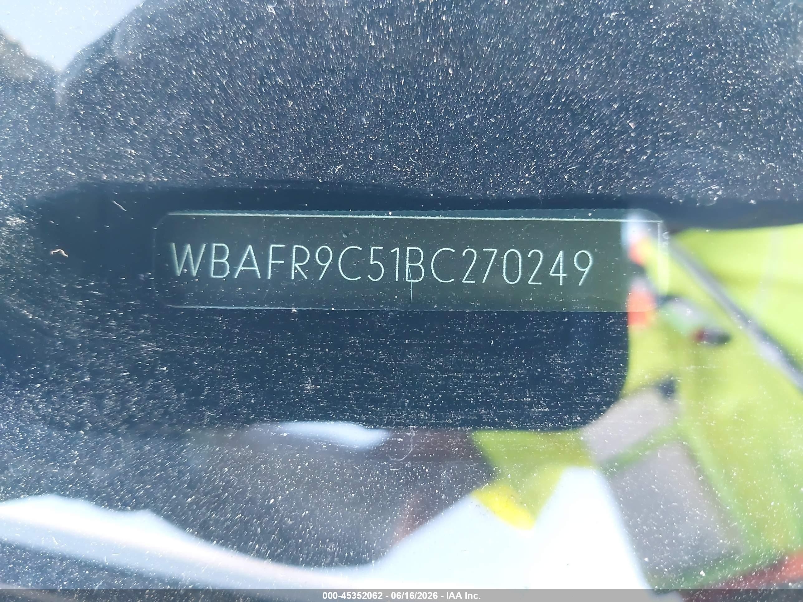 2011 Bmw 550i   Black vin: WBAFR9C51BC270249