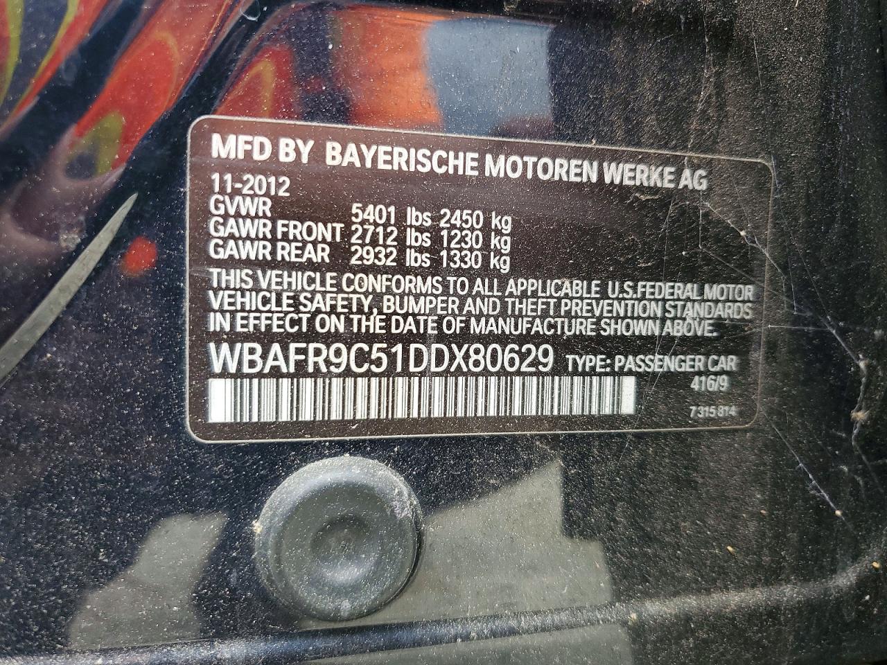 2013 Bmw 550 I Blue vin: WBAFR9C51DDX80629