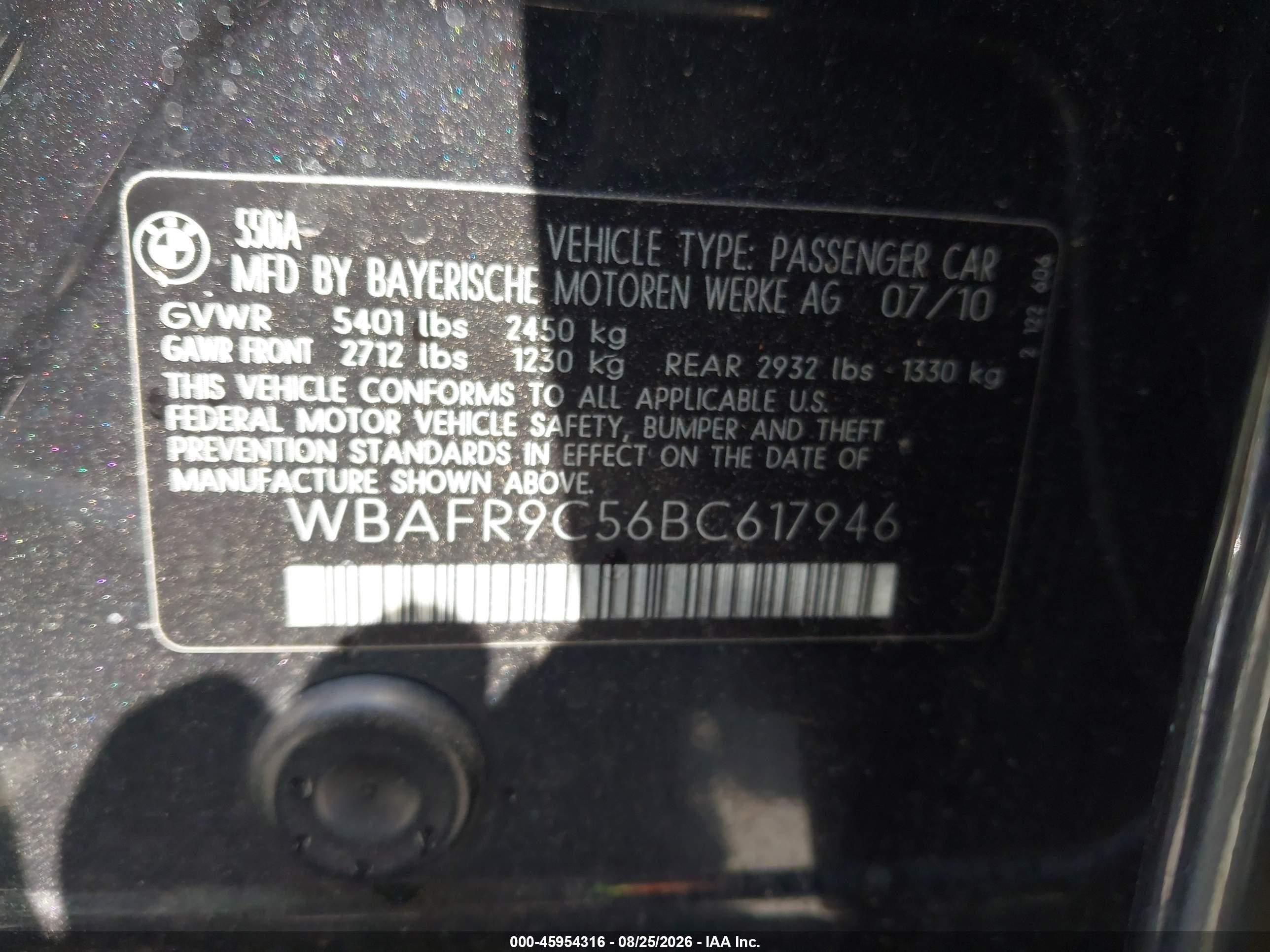 2011 Bmw 550i   Gray vin: WBAFR9C56BC617946