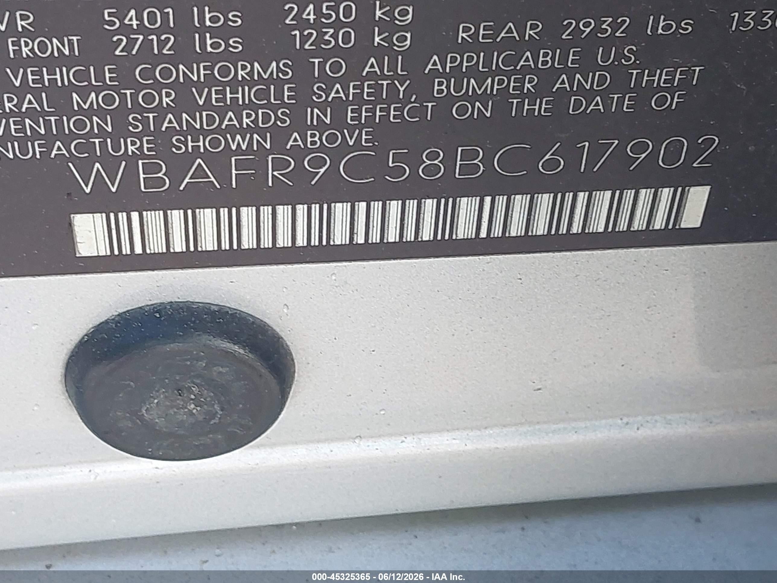 2011 Bmw 550i   Silver vin: WBAFR9C58BC617902