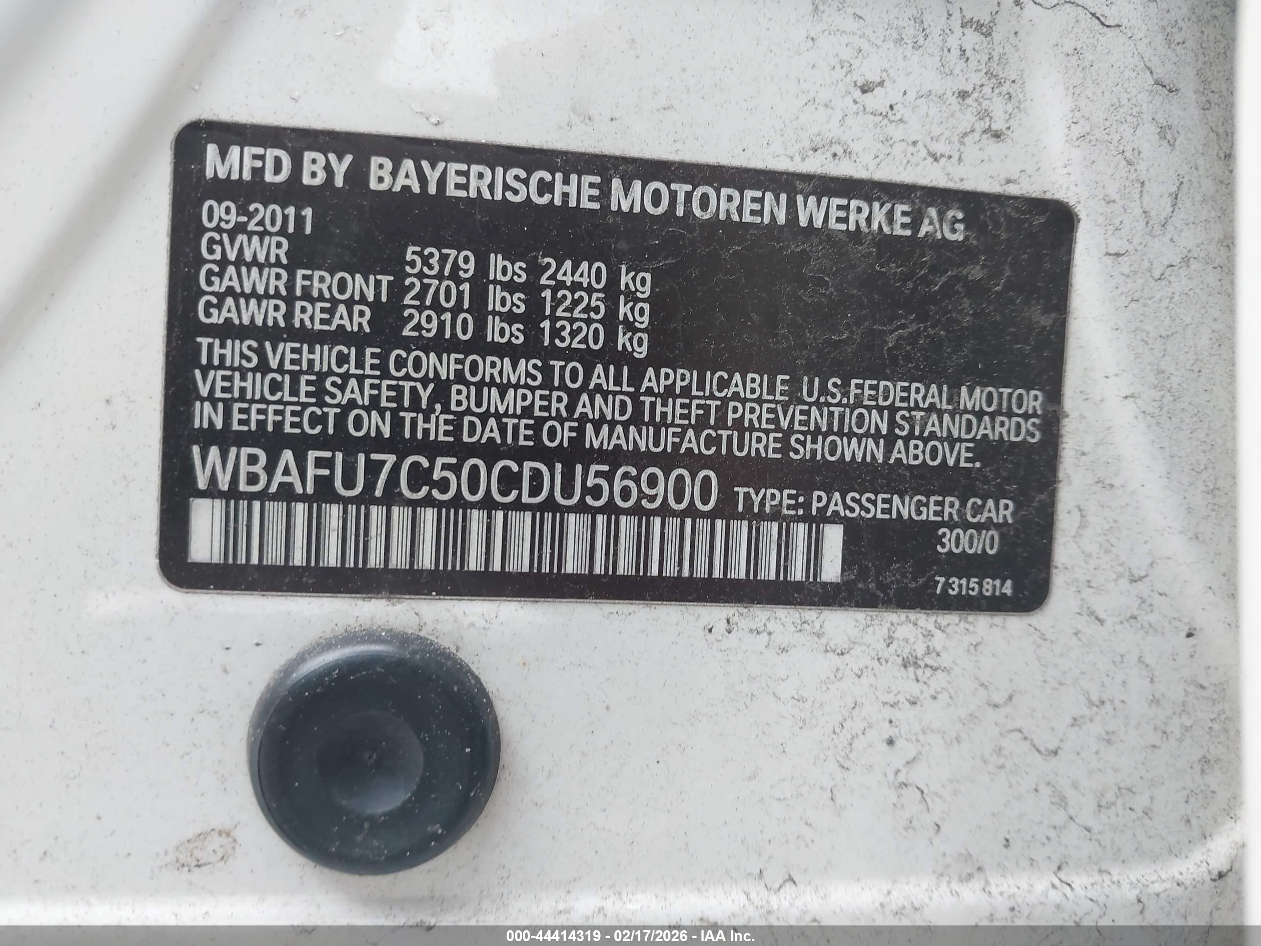 2012 Bmw 535i Xdrive White vin: WBAFU7C50CDU56900