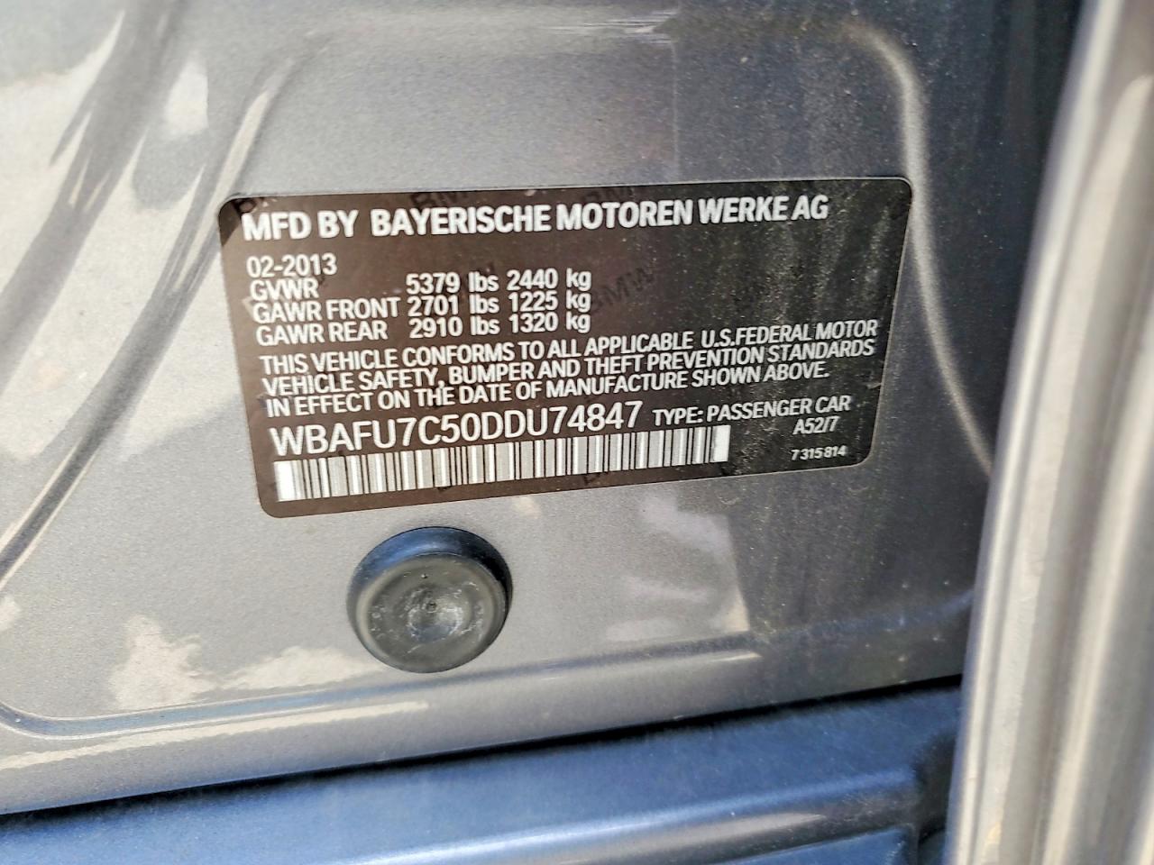 2013 Bmw 535 Xi Gray vin: WBAFU7C50DDU74847