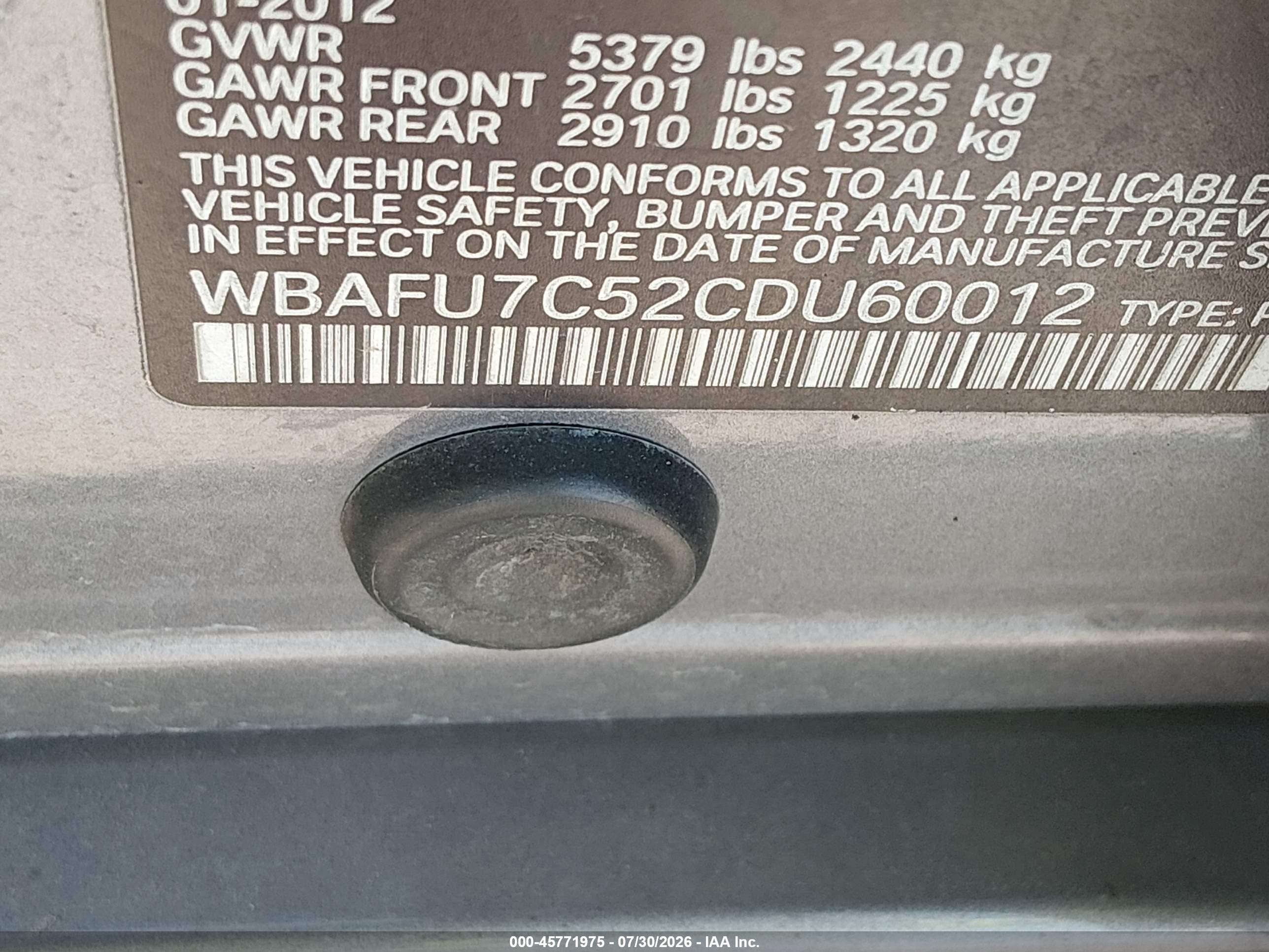 2012 Bmw 535i Xdrive Gray vin: WBAFU7C52CDU60012