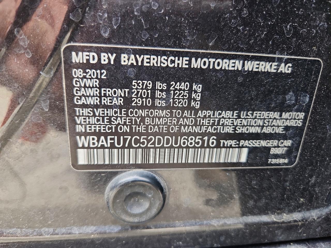 2013 Bmw 535 Xi Gray vin: WBAFU7C52DDU68516