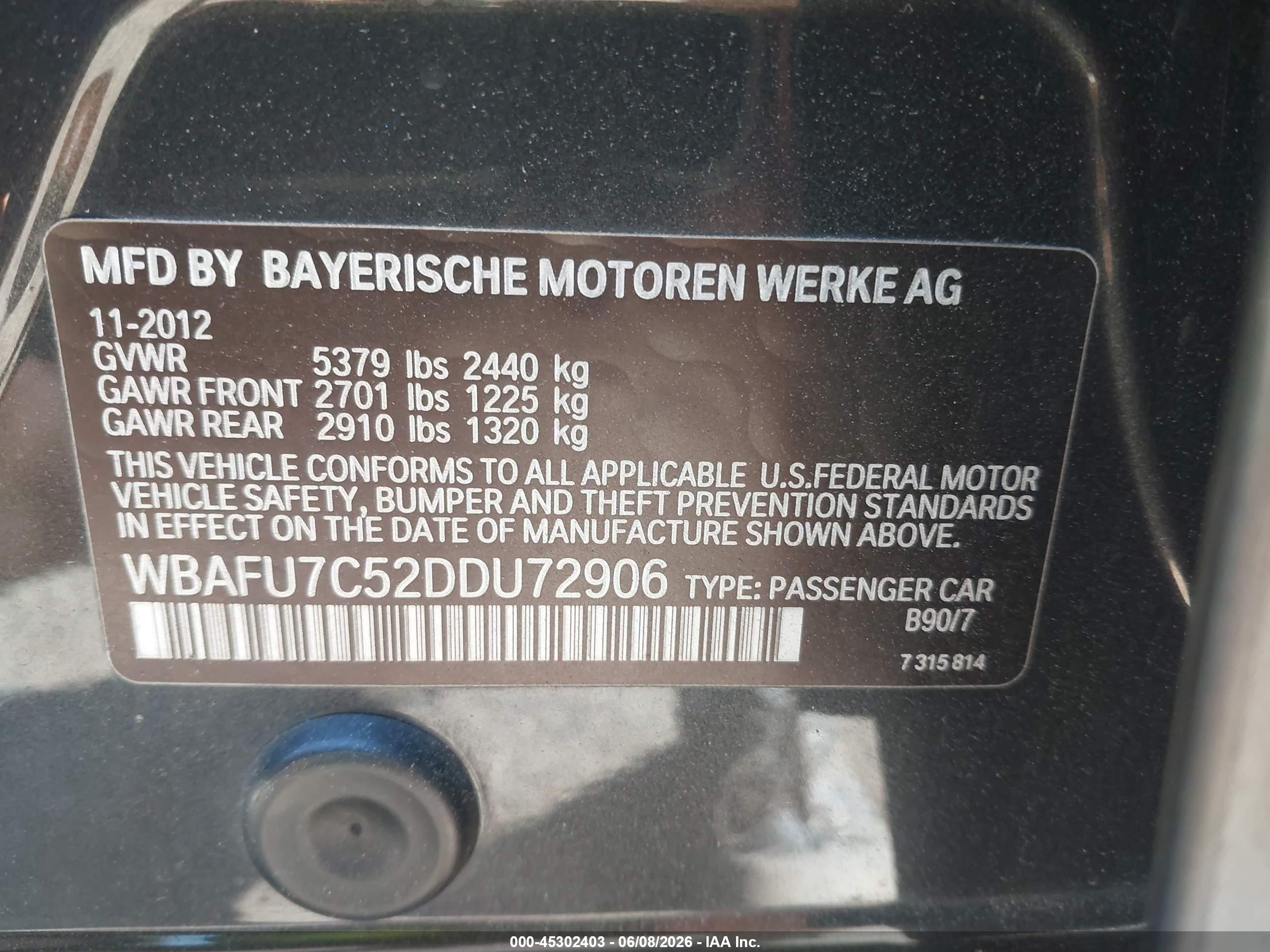 2013 Bmw 535i Xdrive Gray vin: WBAFU7C52DDU72906