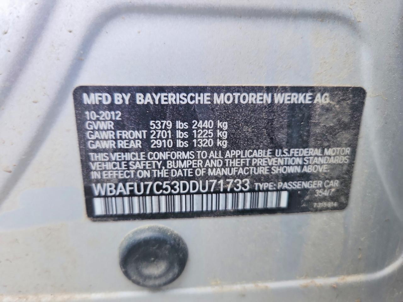 2013 Bmw 535 Xi Silver vin: WBAFU7C53DDU71733