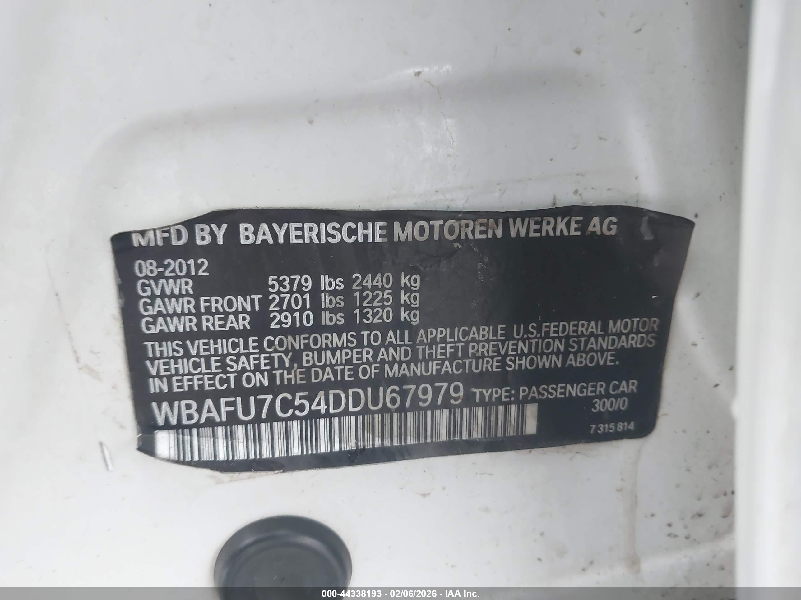 2013 Bmw 535i Xdrive White vin: WBAFU7C54DDU67979
