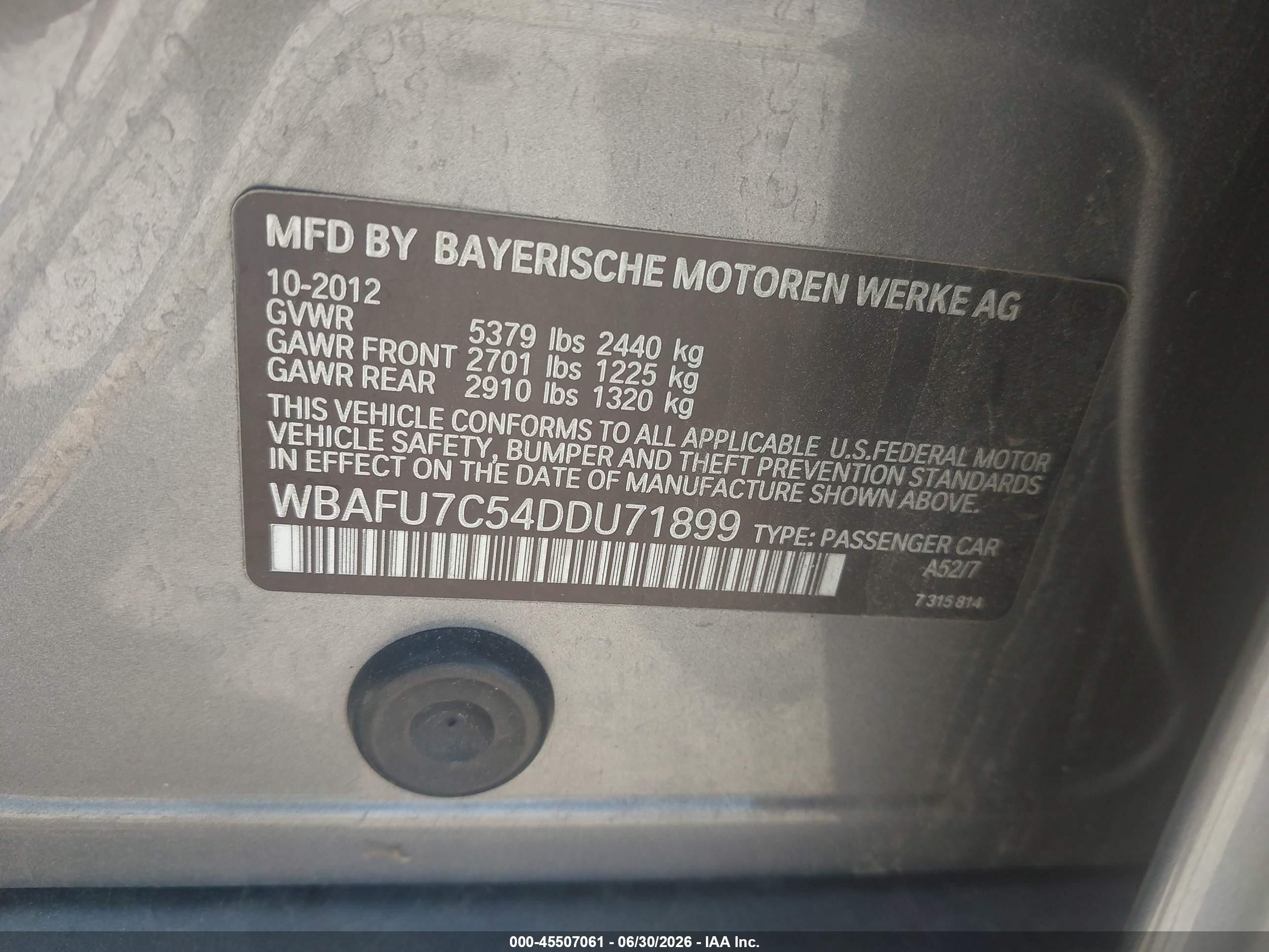 2013 Bmw 535i Xdrive Gray vin: WBAFU7C54DDU71899