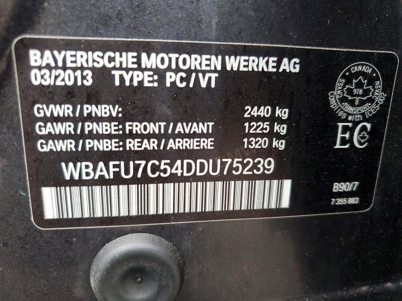 2013 Bmw 535 Xi Серый vin: WBAFU7C54DDU75239