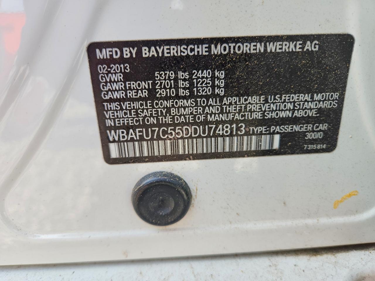 2013 Bmw 535 Xi White vin: WBAFU7C55DDU74813