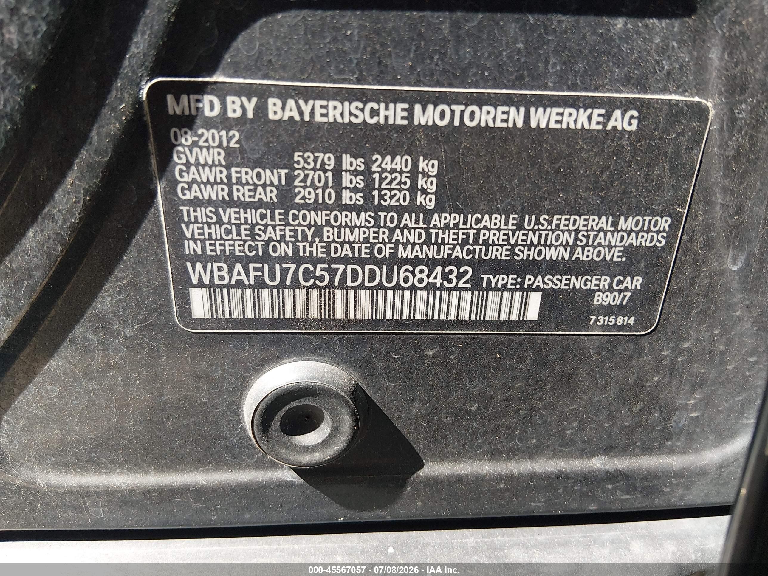 2013 Bmw 535i Xdrive Black vin: WBAFU7C57DDU68432