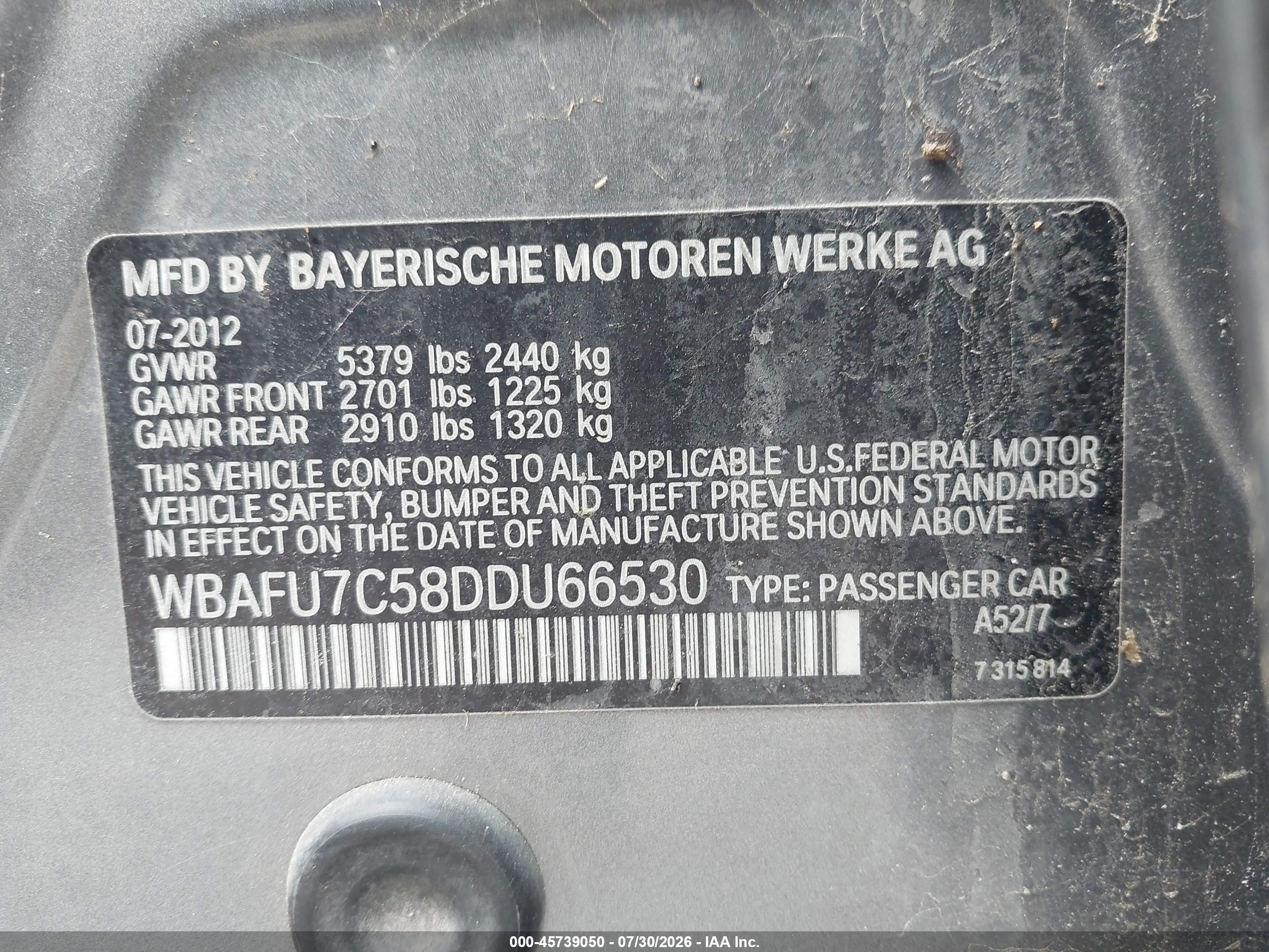 2013 Bmw 535i Xdrive Gray vin: WBAFU7C58DDU66530