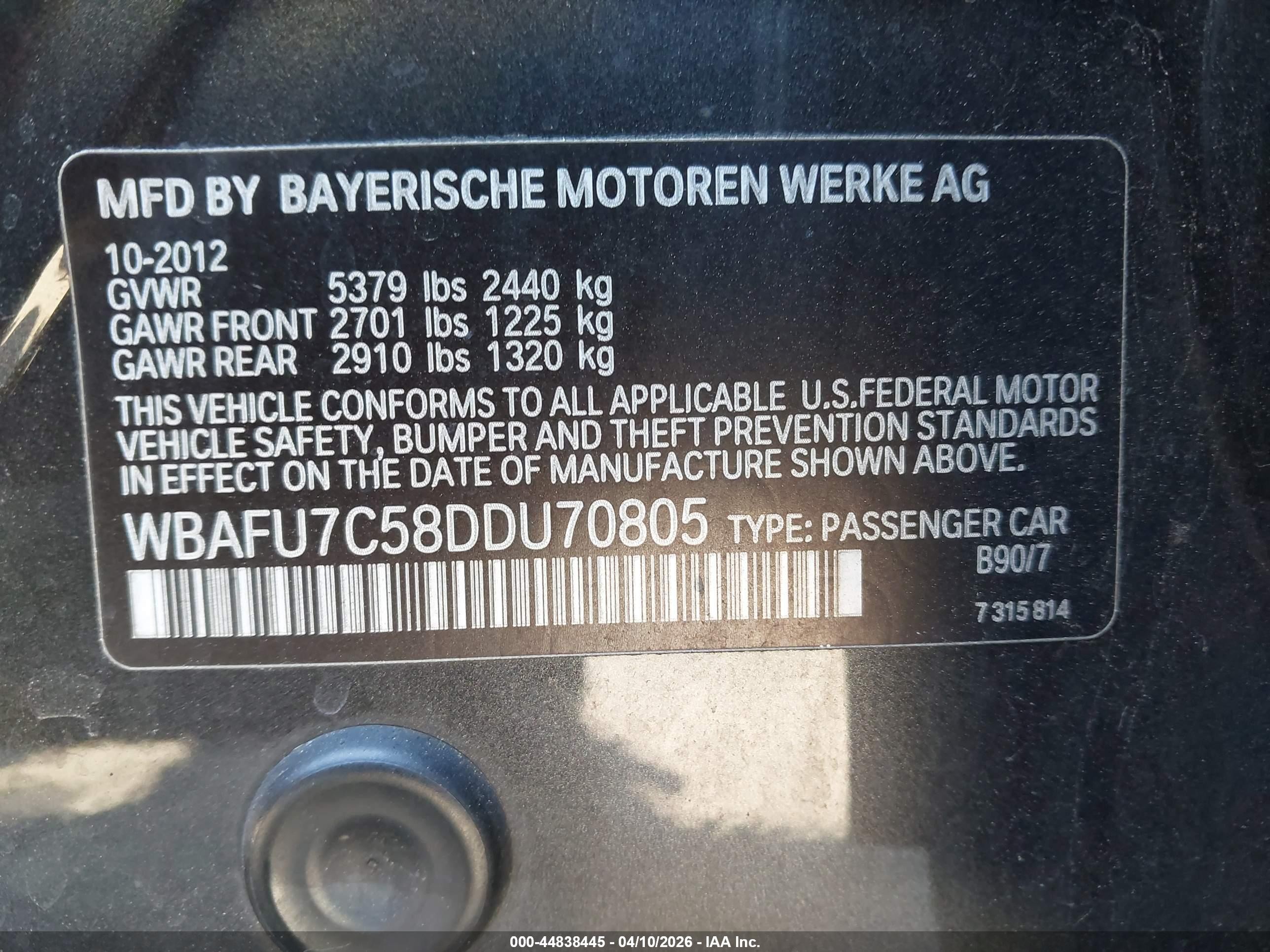 2013 Bmw 535i Xdrive Gray vin: WBAFU7C58DDU70805