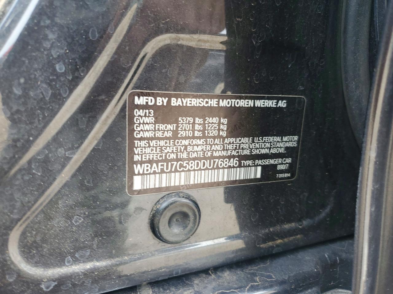 2013 Bmw 535 Xi Charcoal vin: WBAFU7C58DDU76846