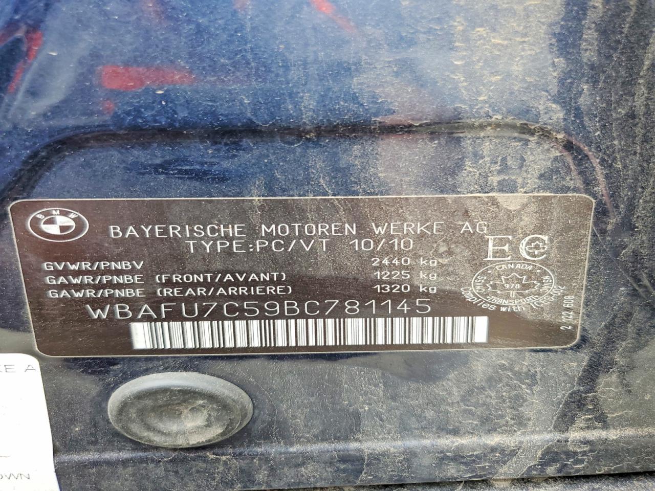 2011 Bmw 535 Xi Blue vin: WBAFU7C59BC781145