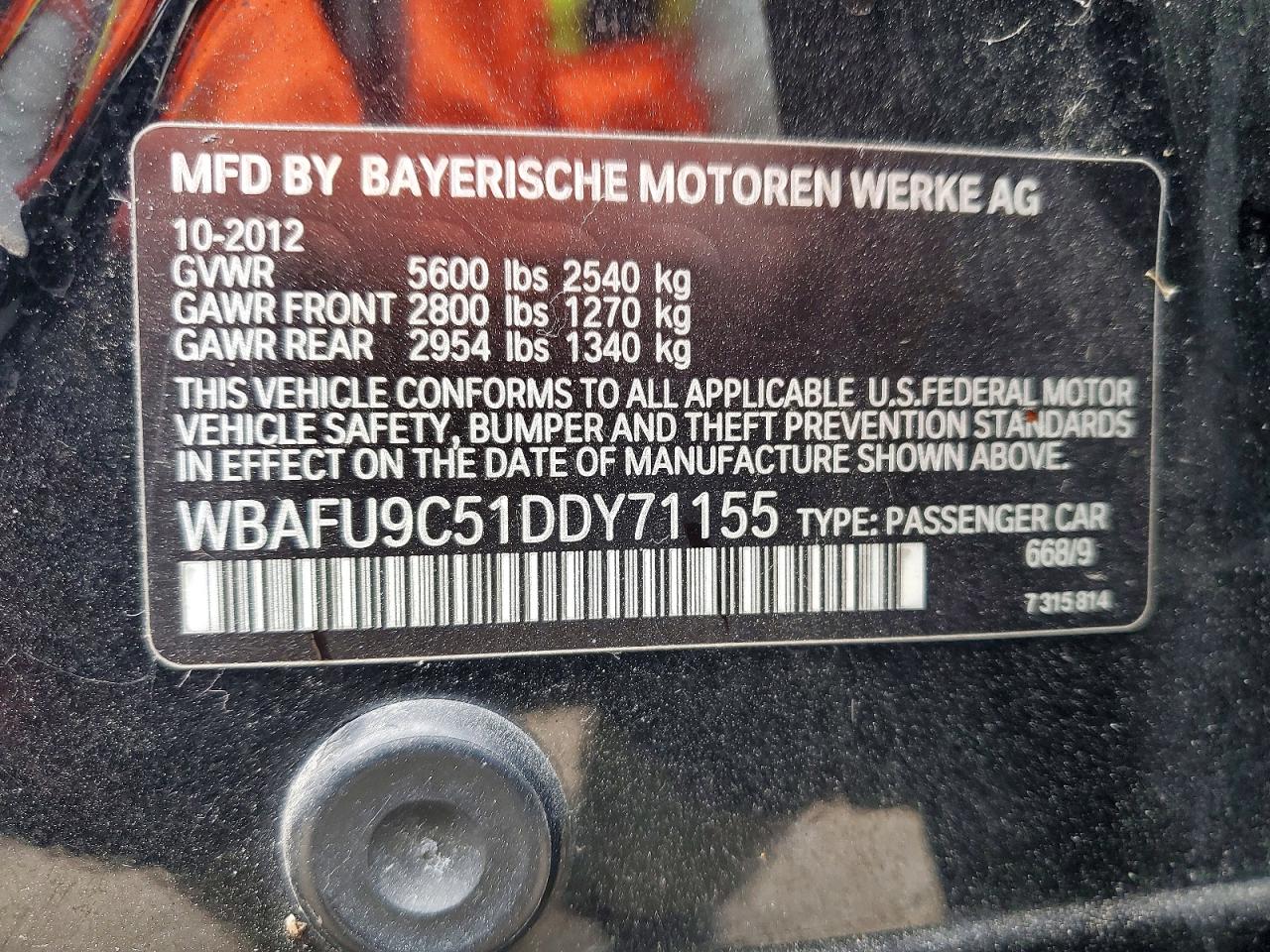 2013 Bmw 550 Xi Черный vin: WBAFU9C51DDY71155