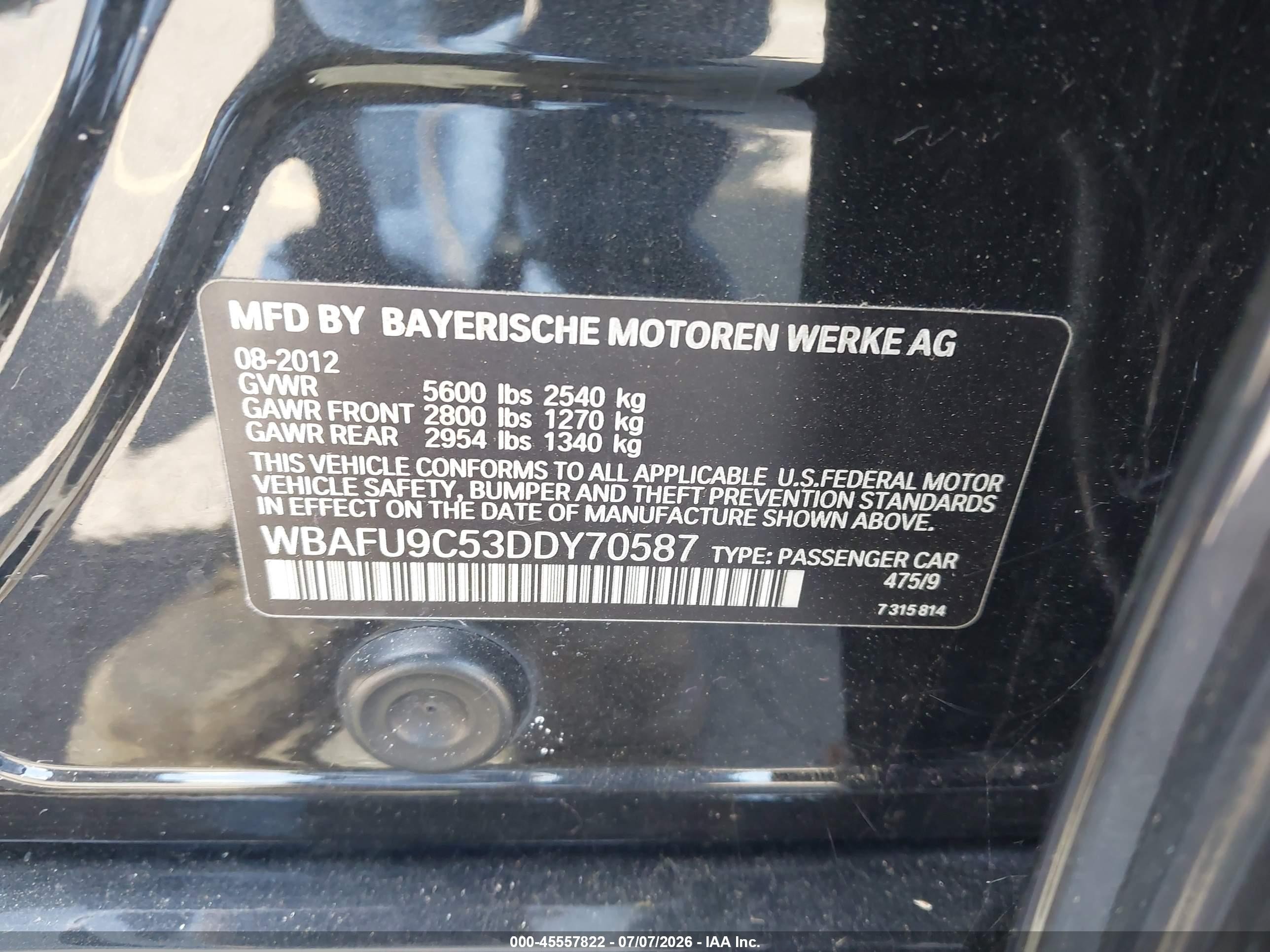 2013 Bmw 550i Xdrive Black vin: WBAFU9C53DDY70587