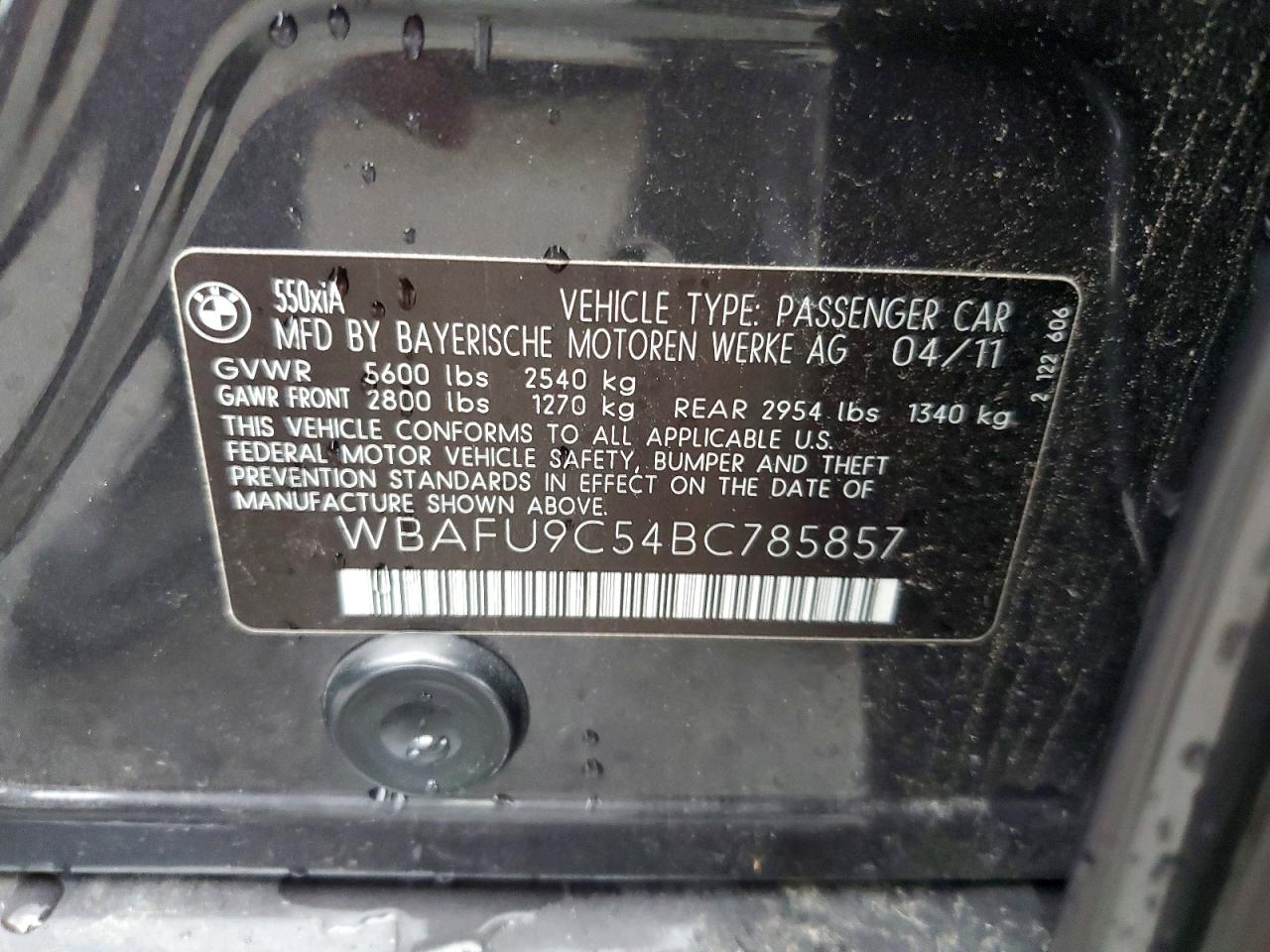 2011 Bmw 550 Xi Gray vin: WBAFU9C54BC785857